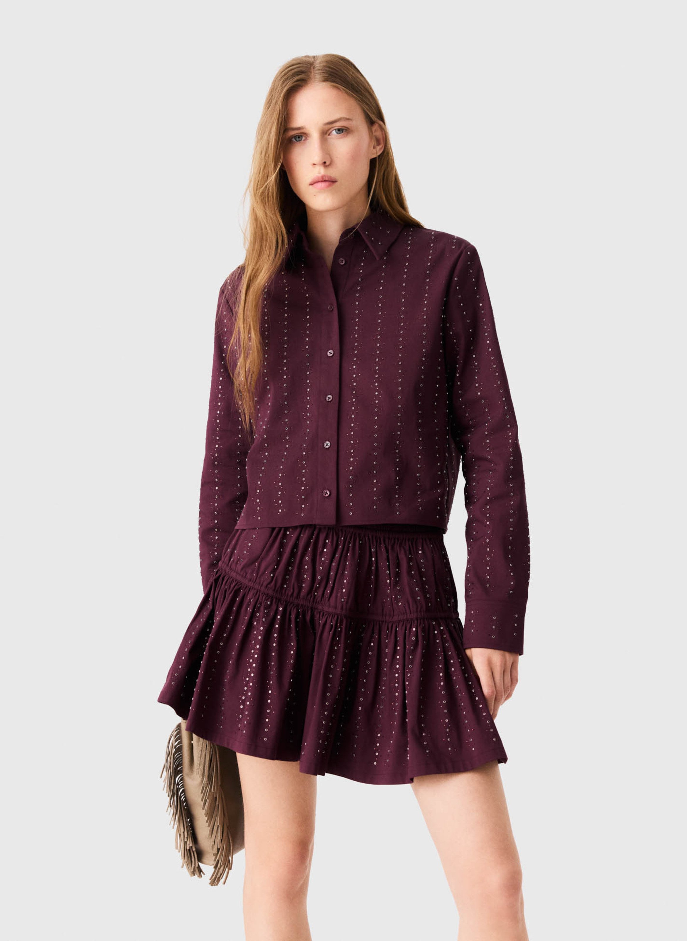 Short cotton-blend skirt MAJE Red