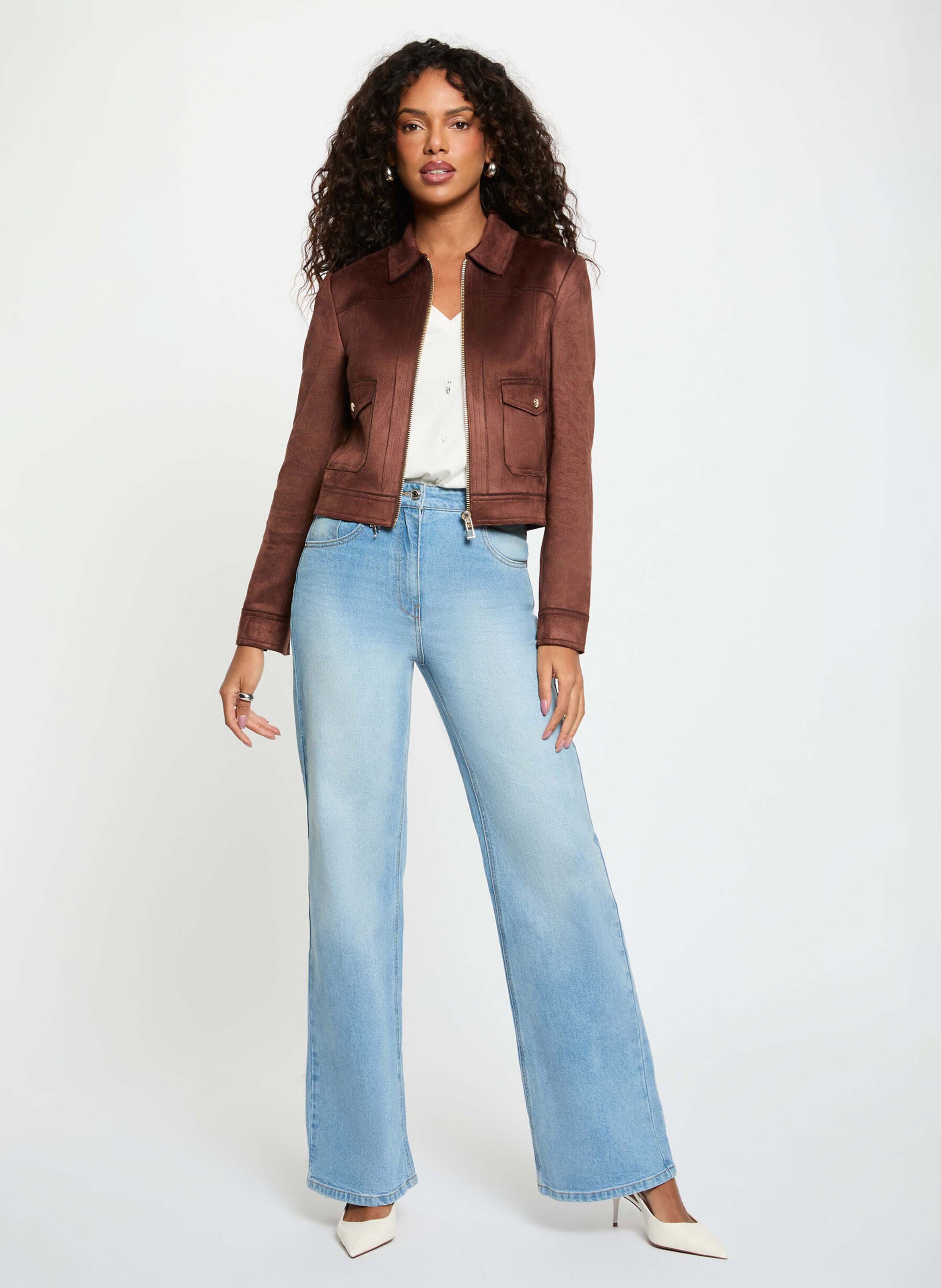Veste droite col classique  MORGAN Marron