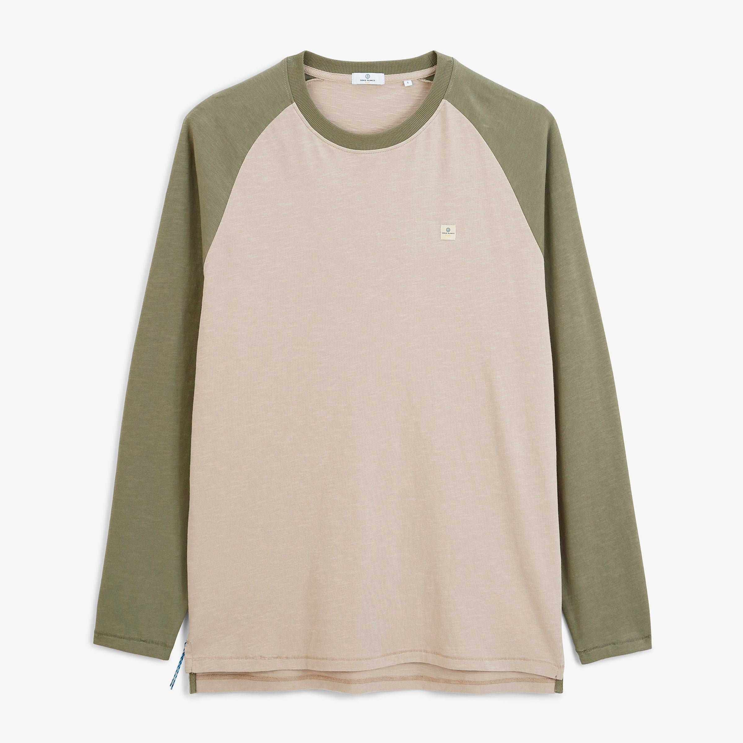 Long-sleeved round neck cotton printed play T-shirt. SERGE BLANCO Beige