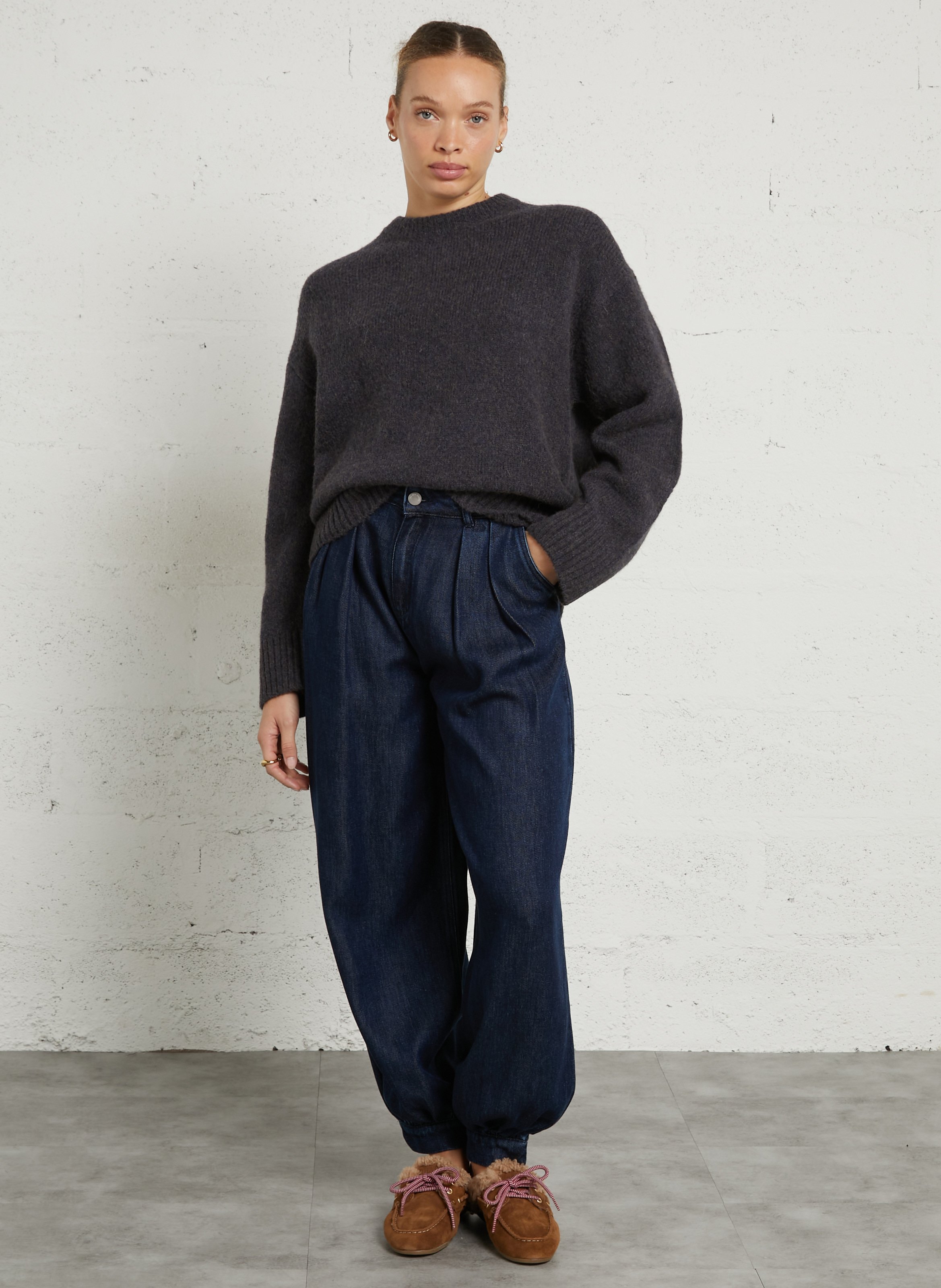 Oversize-Pullover aus Woll-Mix mit Rundhalsausschnitt JC SOPHIE Blau