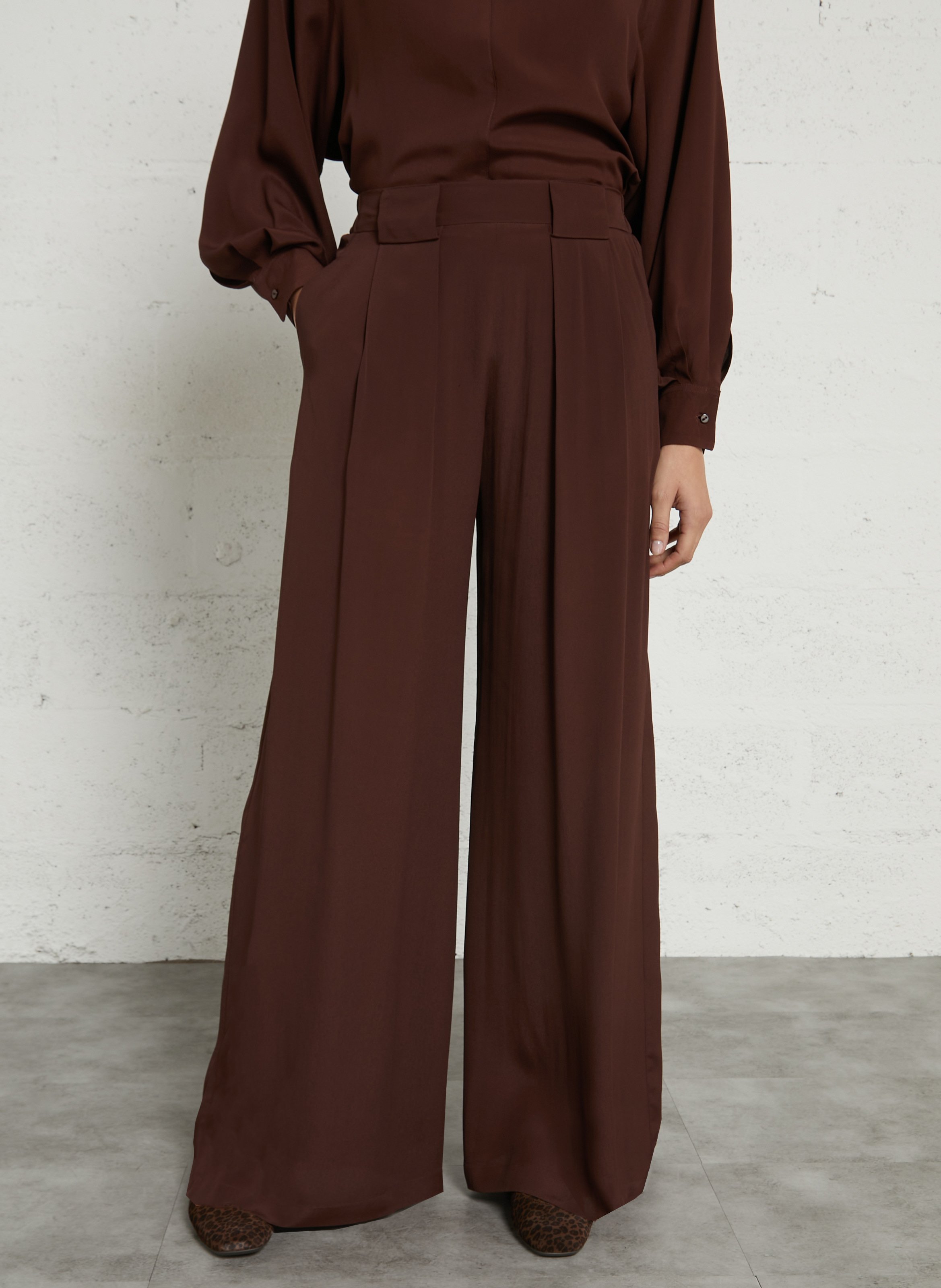 High-waisted wide-leg pants MOMONI Brown