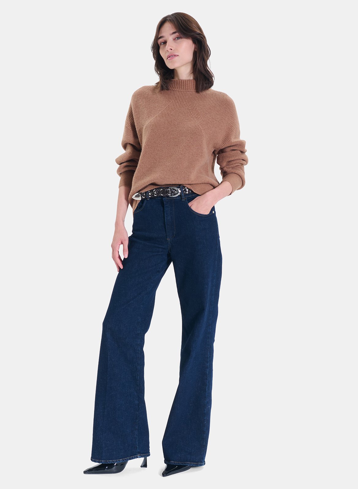 Braided leather belt ZAPA Brown