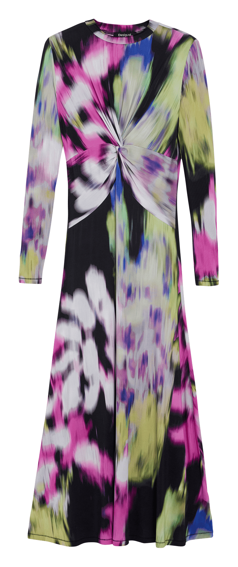 Lange jurk met ronde hals en print DESIGUAL Veelkleurig