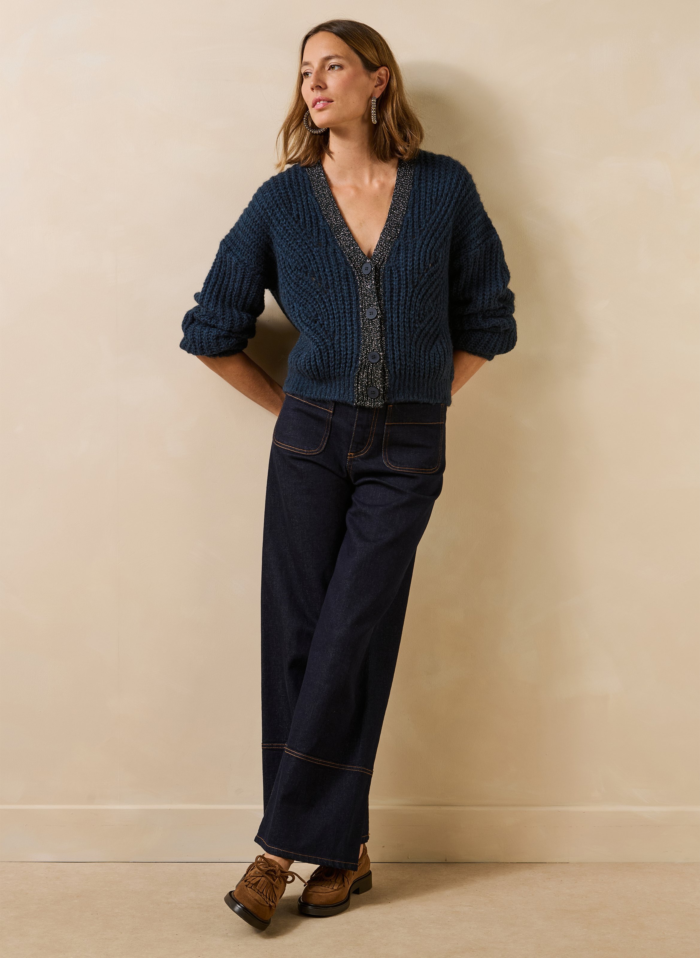 Ruim vest met glinsterende strepen LA FEE MARABOUTEE Blauw