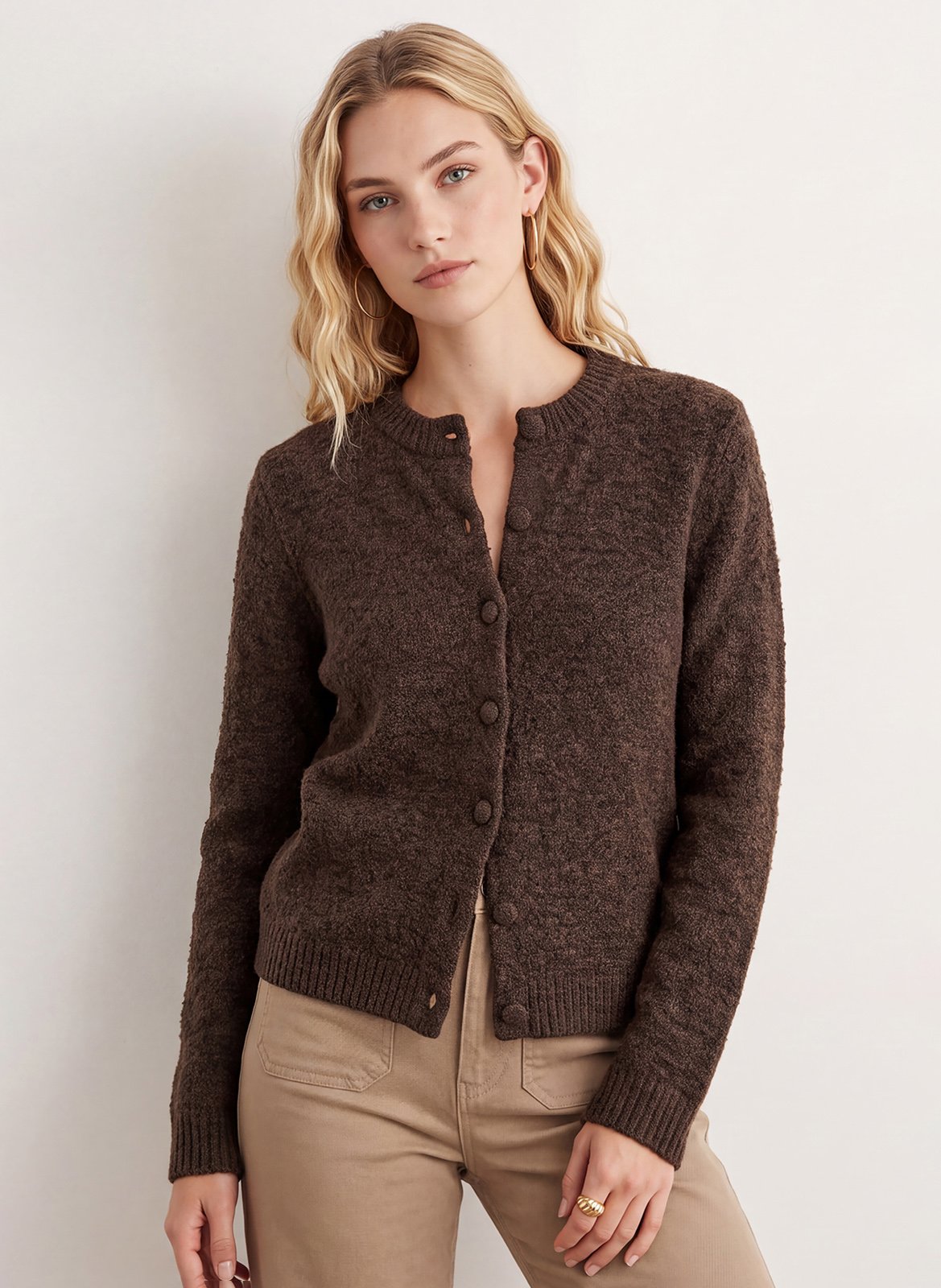 Gerade geschnittene Strickjacke mit Rundhalskragen KOOKAI