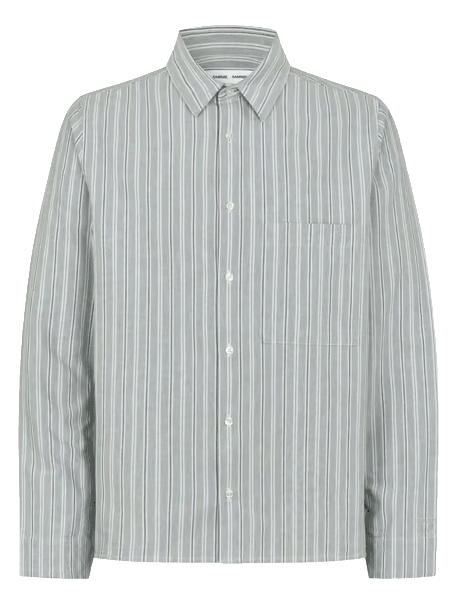 Rechte blouse met klassieke streepkraag van biologisch katoen. SAMSOE SAMSOE Grijs