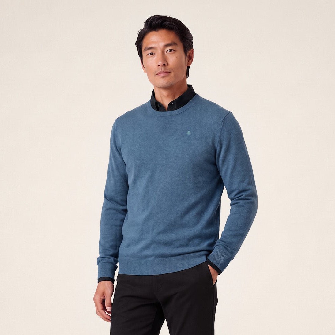 Essential Lupin Blue Crew-Neck Mao Sweater SERGE BLANCO Blue