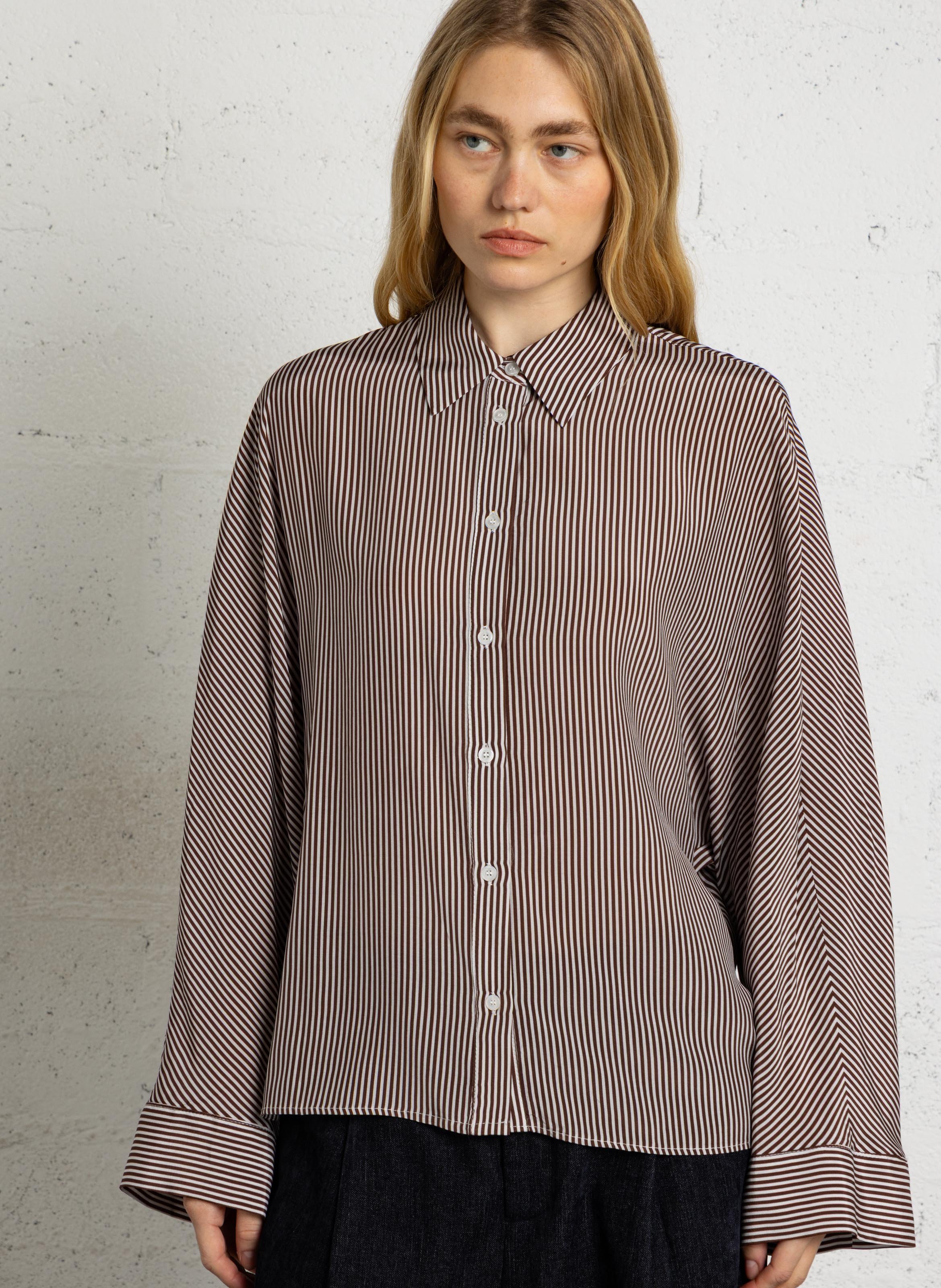 Wijde, gestreepte blouse met klassieke kraag IMPERIAL Wit