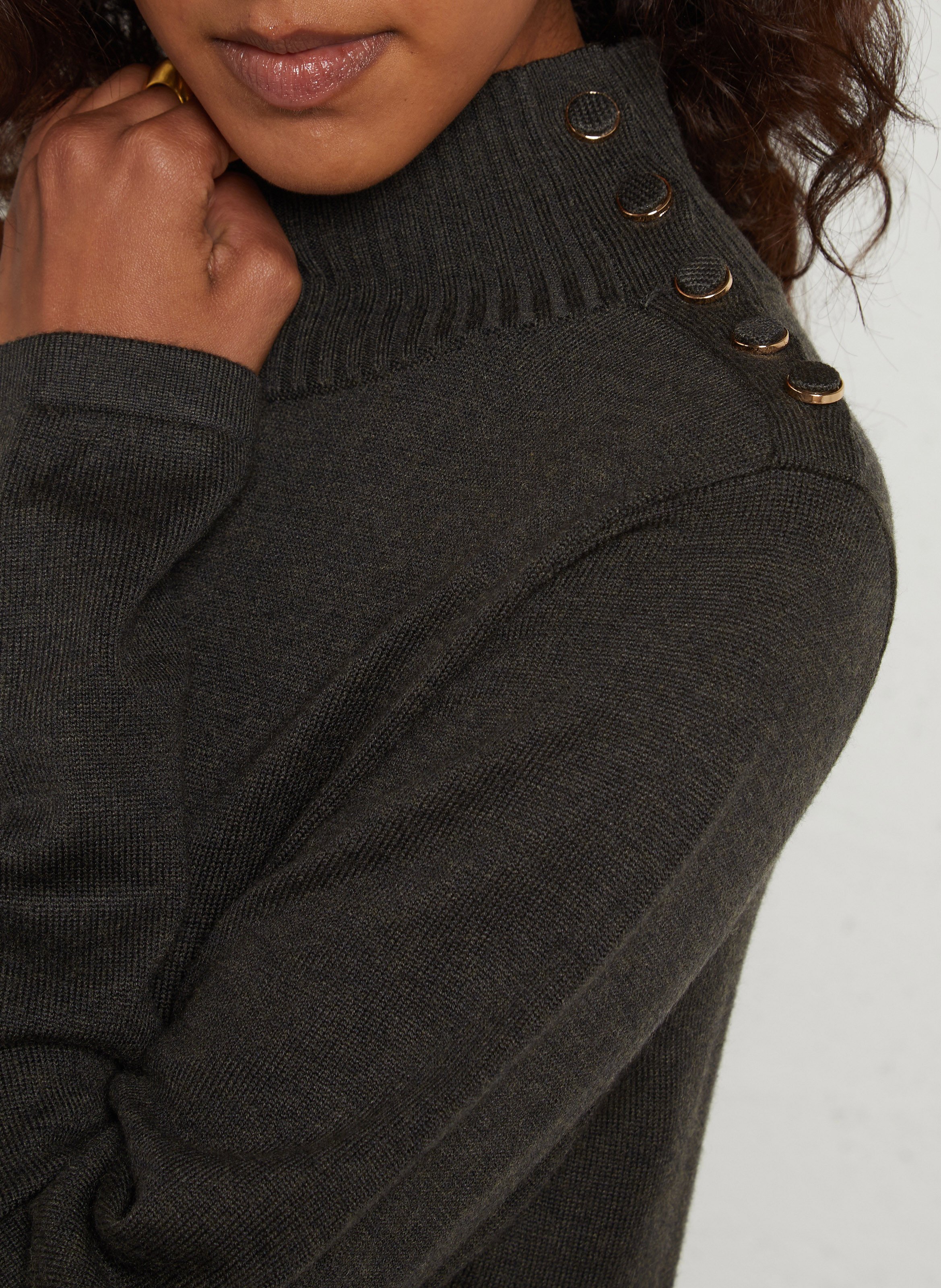 Robe courte pull col montant  LA PETITE ETOILE Kaki