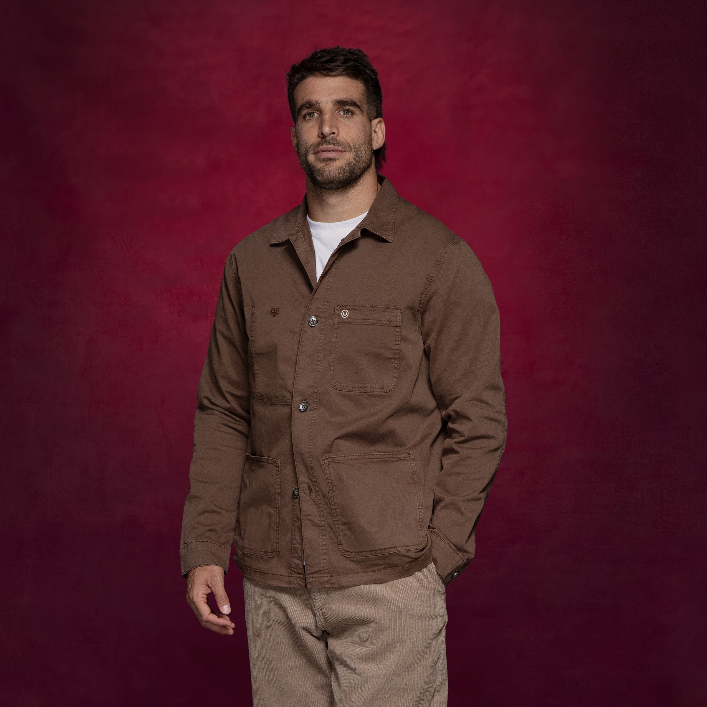 Cotton utility jacket SERGE BLANCO Brown