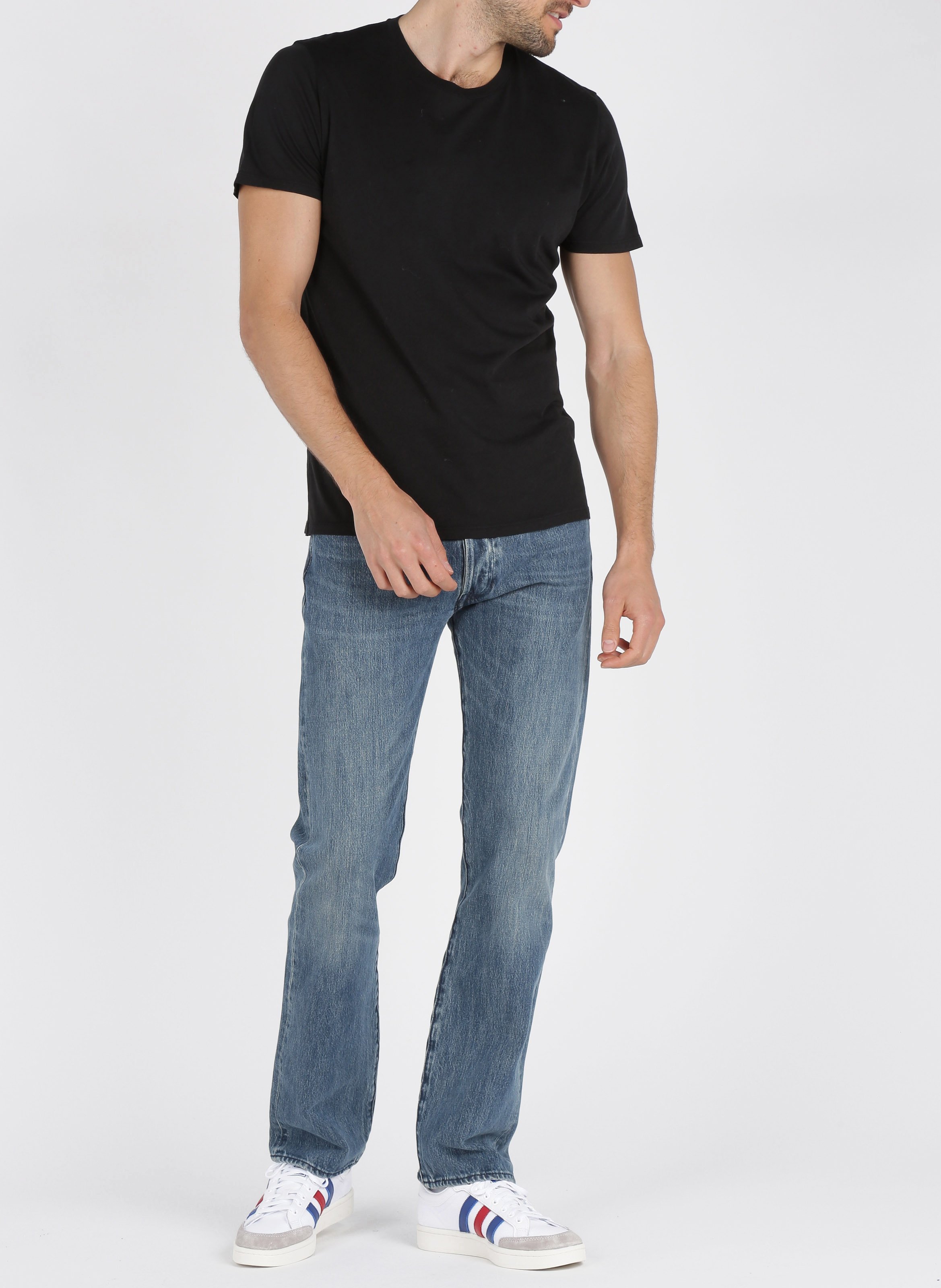 Tee-shirt col rond regular-fit en coton AMERICAN VINTAGE Noir