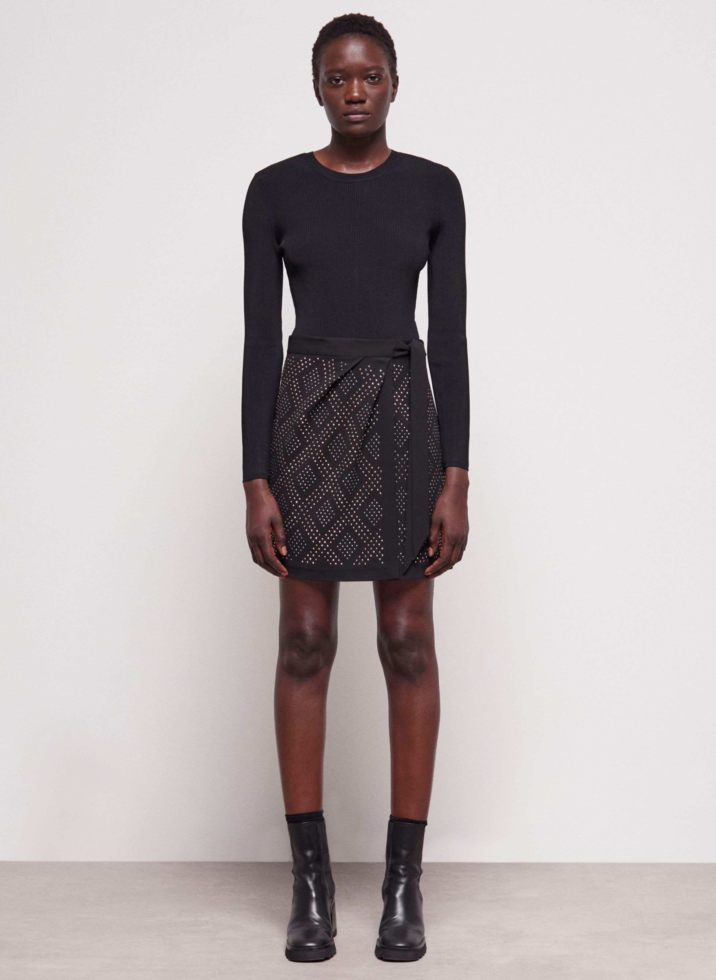 Short Wrap Skirt Black The Kooples Women Place des Tendances