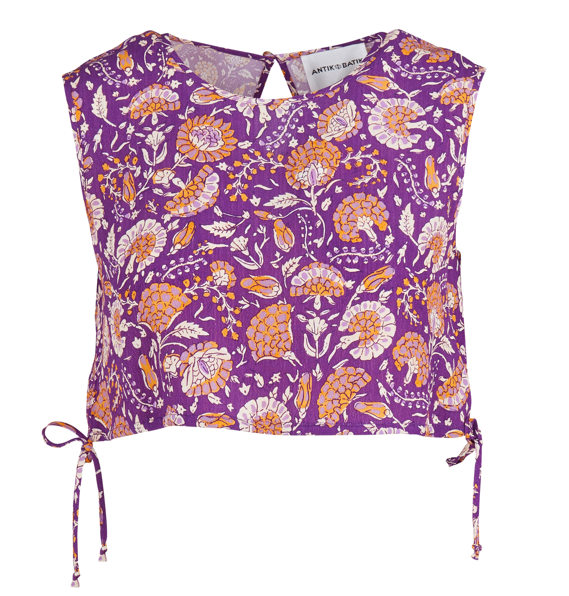 Printed viscose crop top ANTIK BATIK Purple
