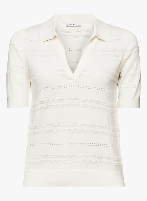 Korte mouwen polo met omgeslagen kraag van katoen Wit