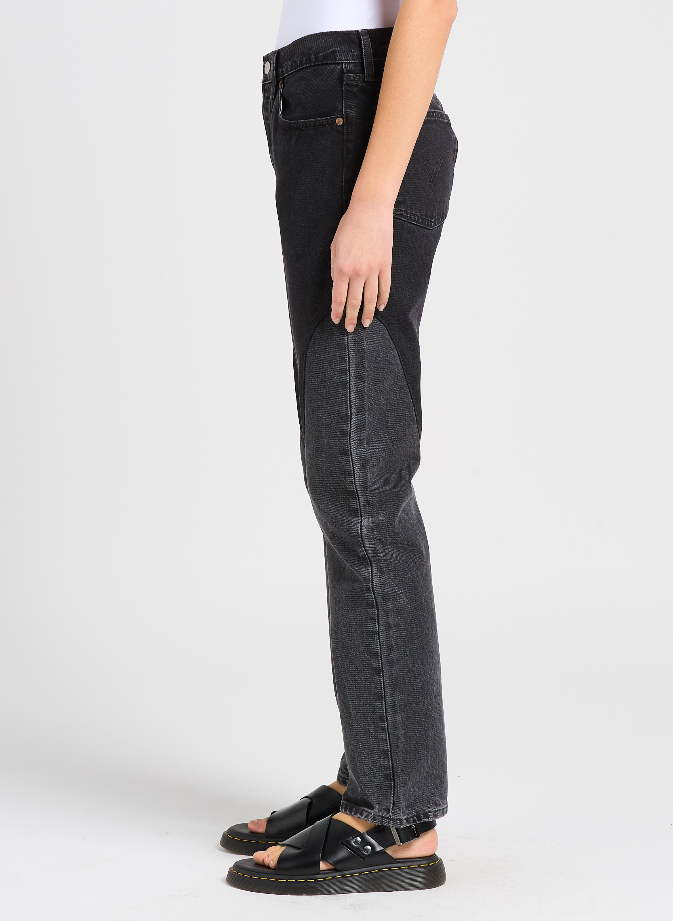 Jean droit taille haute en coton LEVI'S Noir