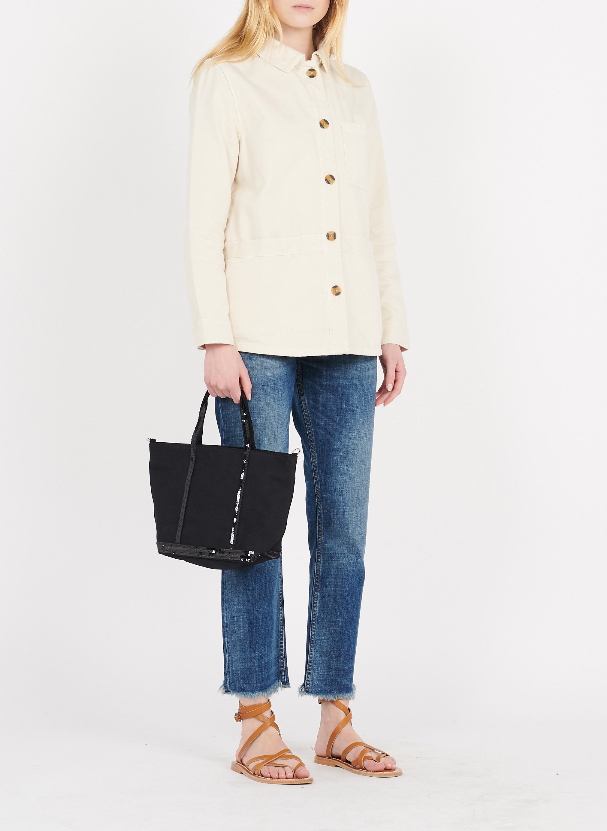 Cabas S en coton à sequins VANESSA BRUNO Noir