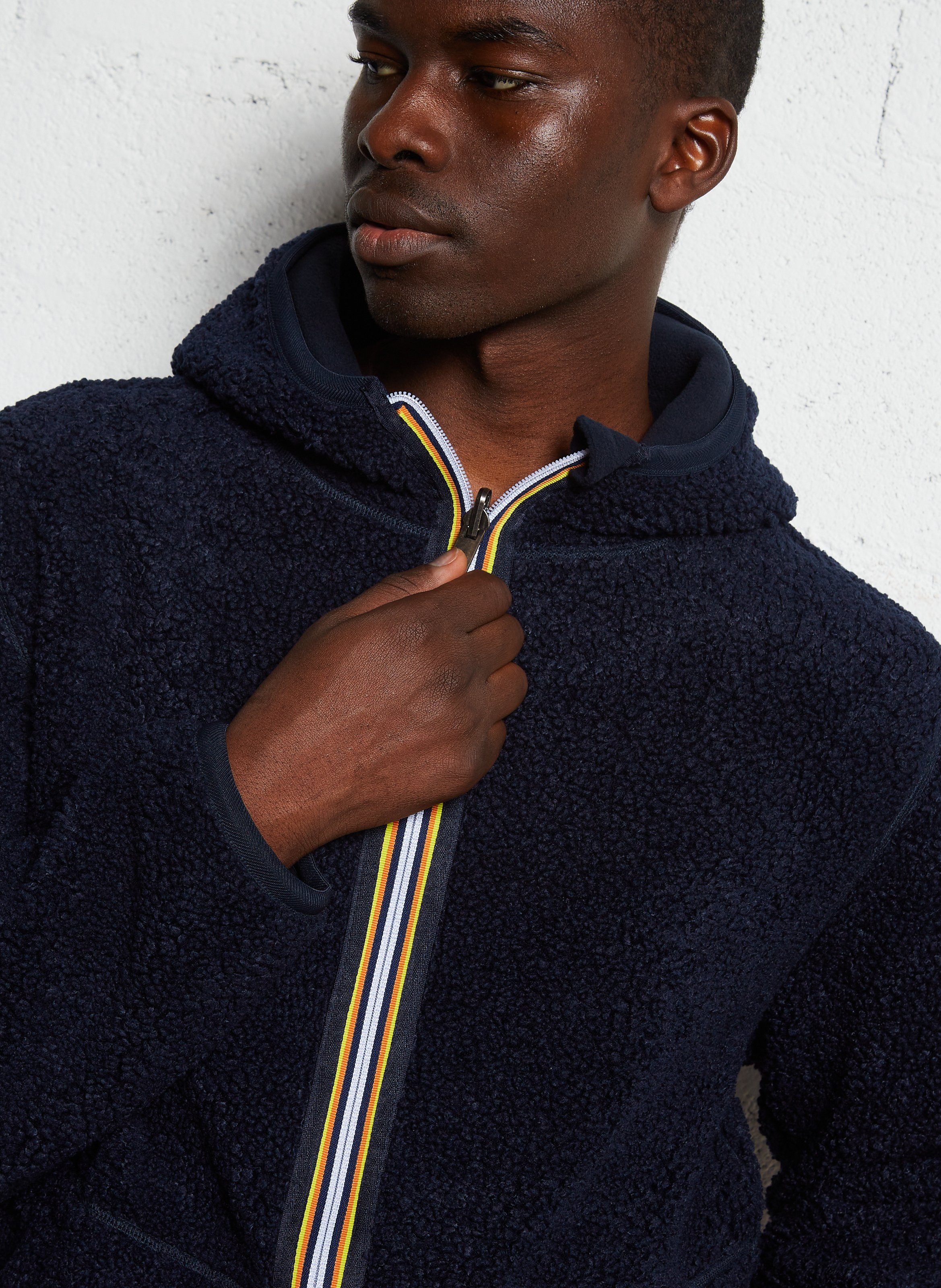 Polaire à capuche Bleu