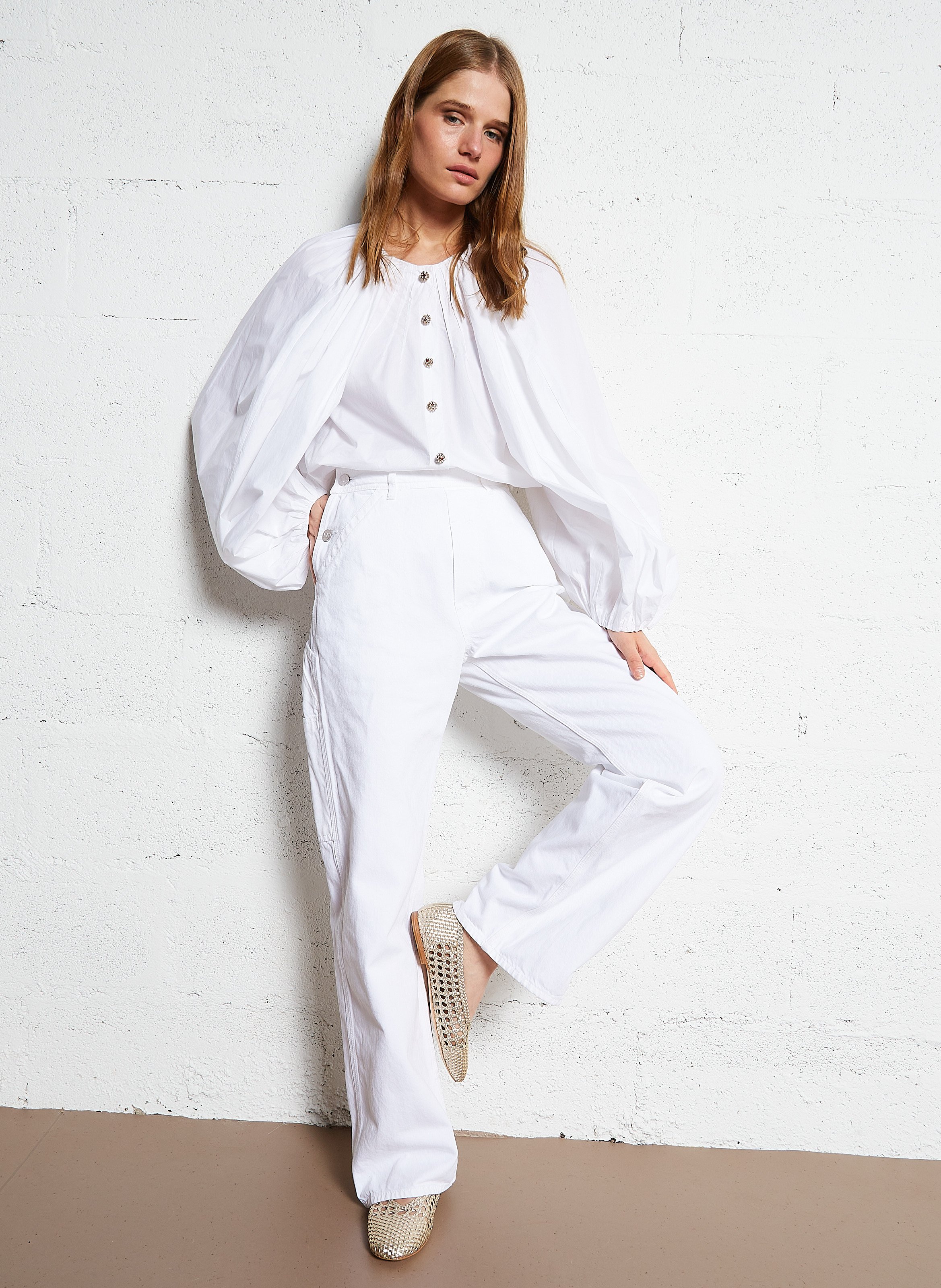 Grote katoenen jeans LAURENCE BRAS Wit