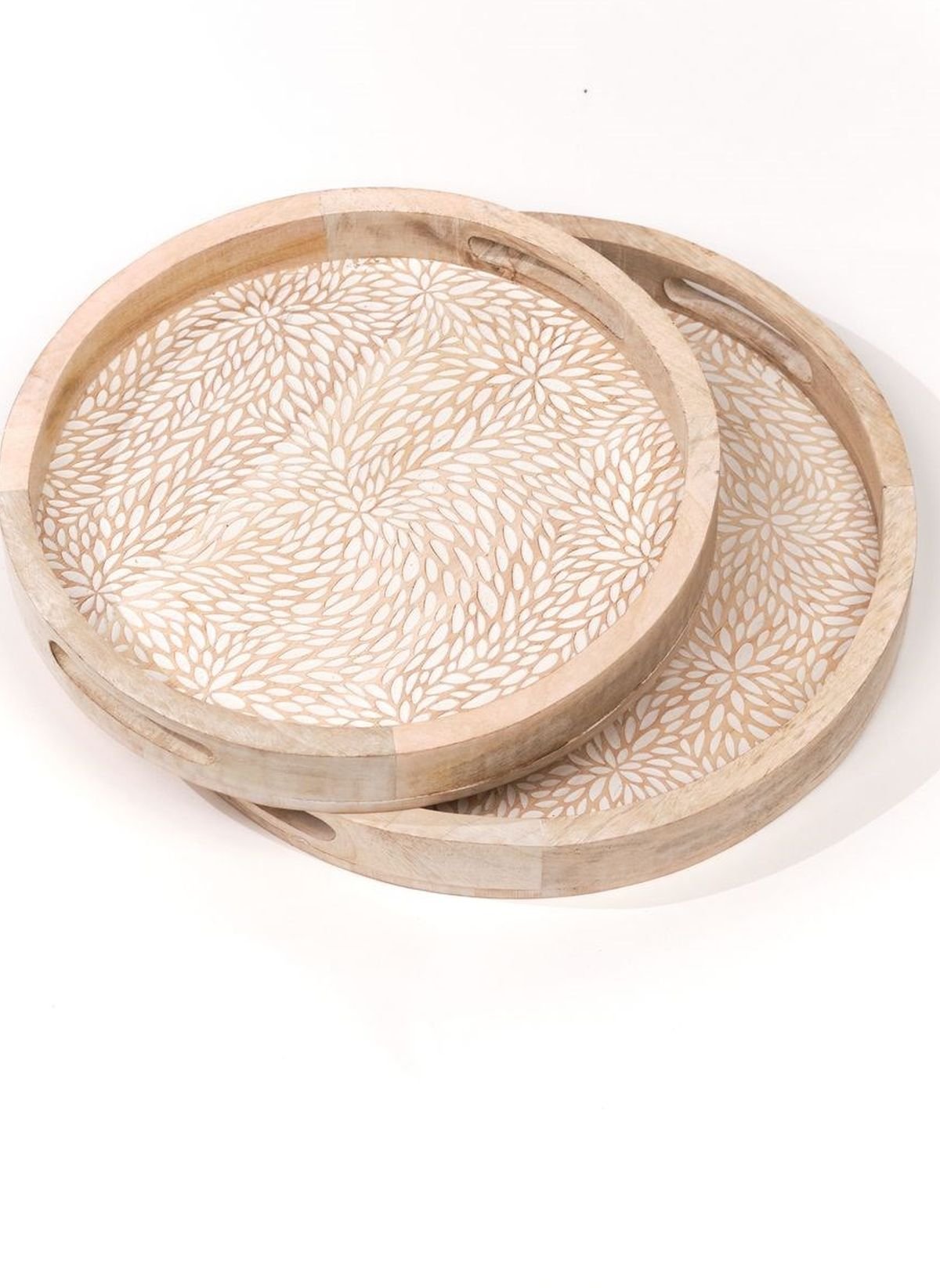 Lot de 2 plateaux arrondis en bois FACTORY Beige