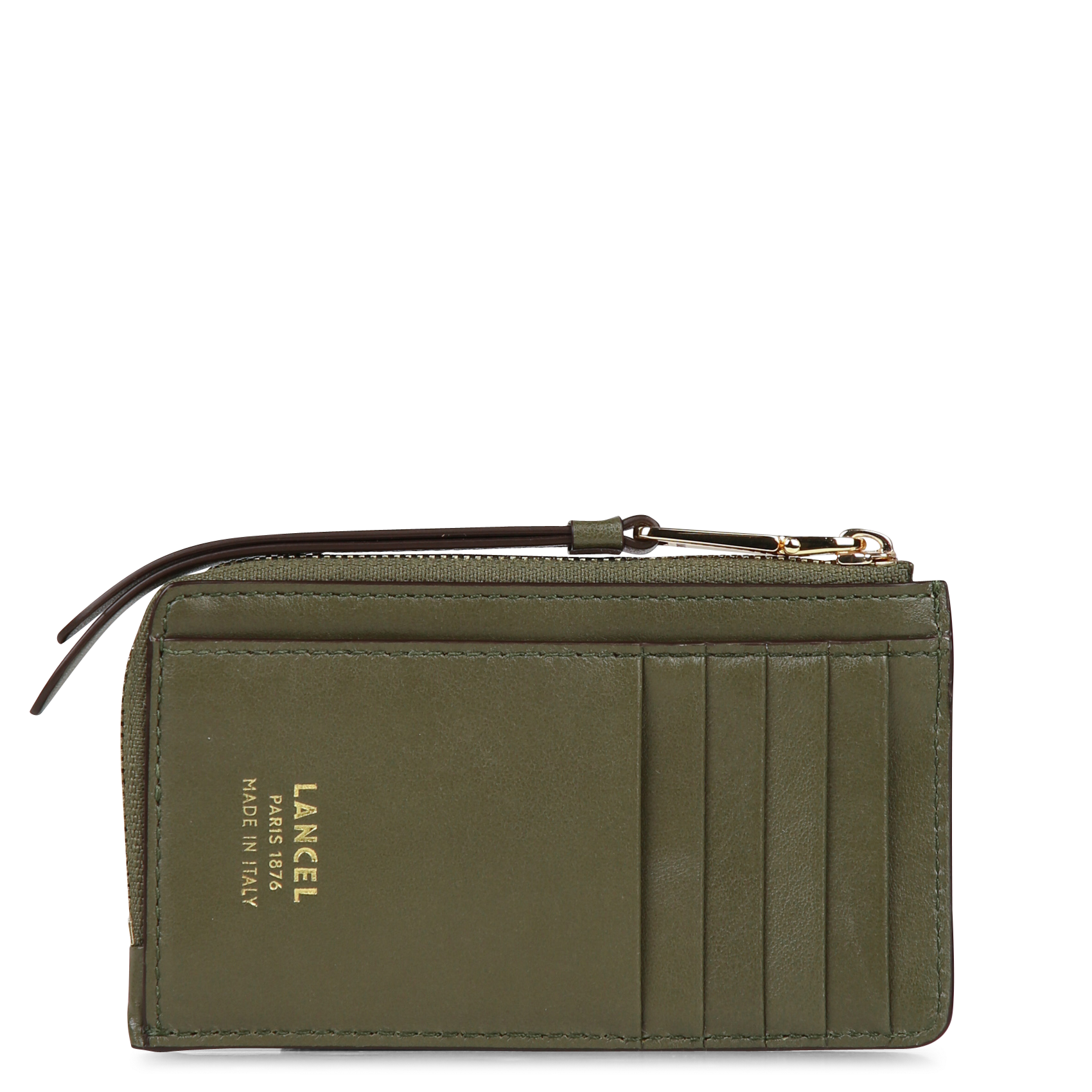 - 100% leather, - 6 cardholder slots, - 1 central compartment, - Size: L10 x H7 cm. Khaki