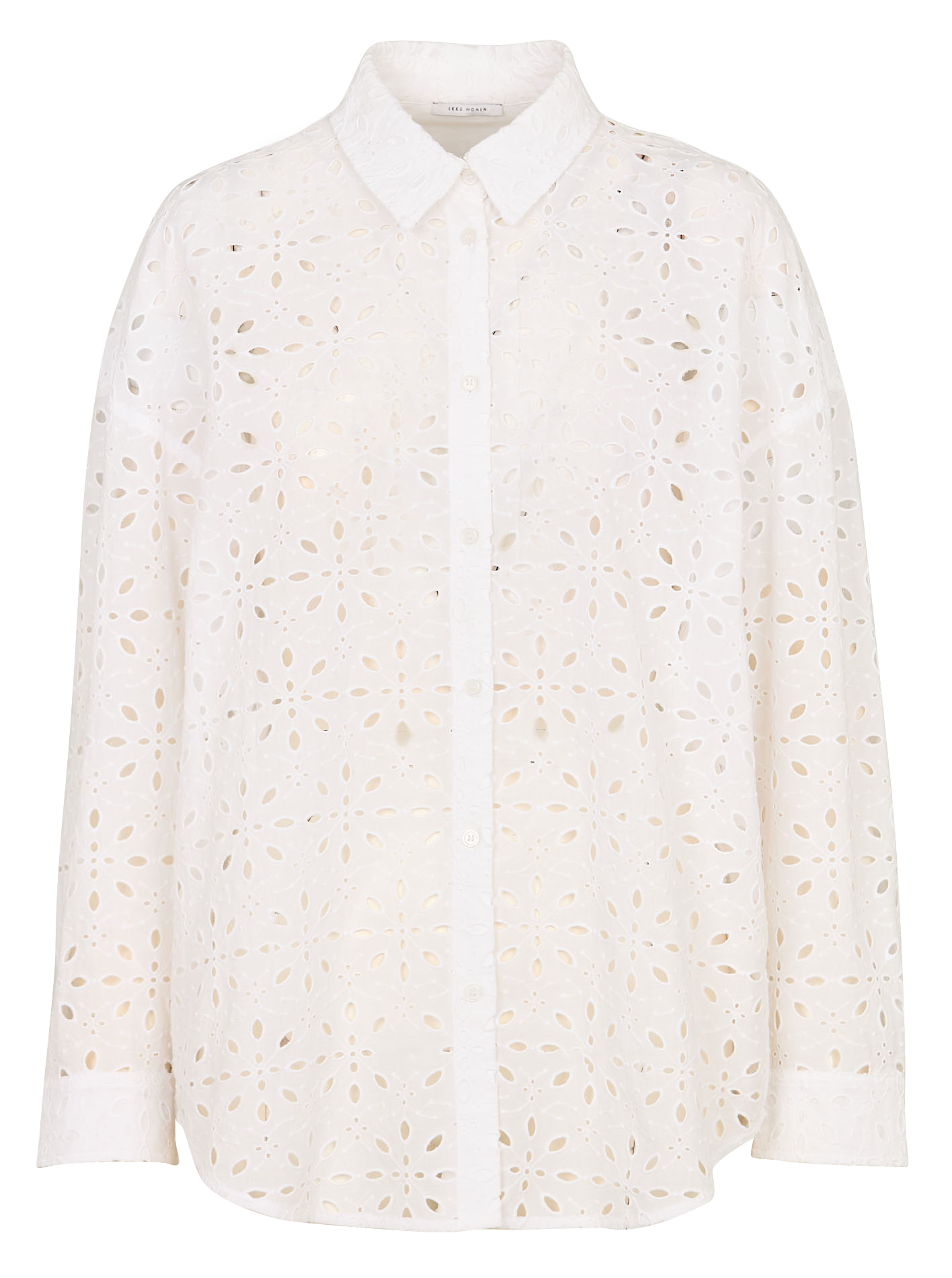 Oversize Hemd mit klassischem Kragen in Broderie Anglaise IKKS Weiss