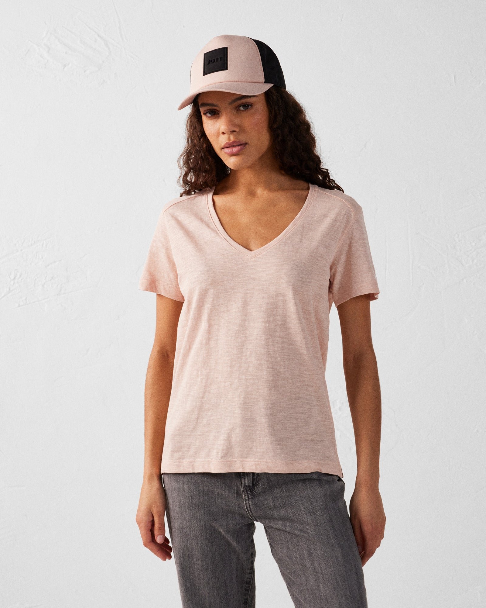 Women's V-neck cotton T-shirt Sonia JOTT Pink