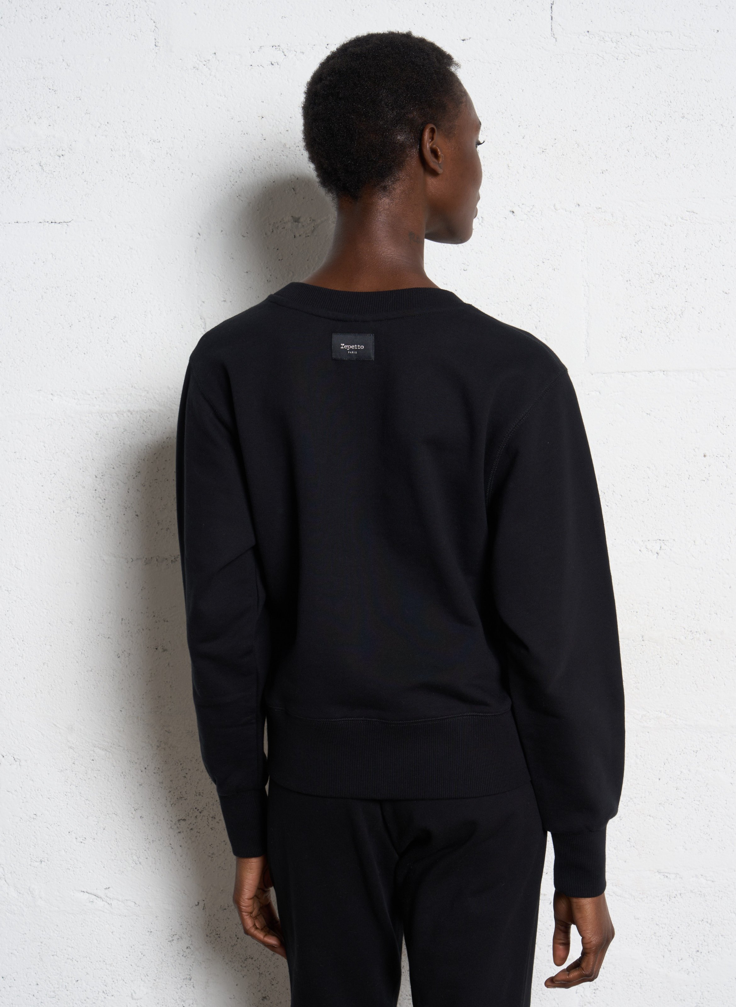 Katoenen sweater met ronde hals en logo REPETTO Zwart