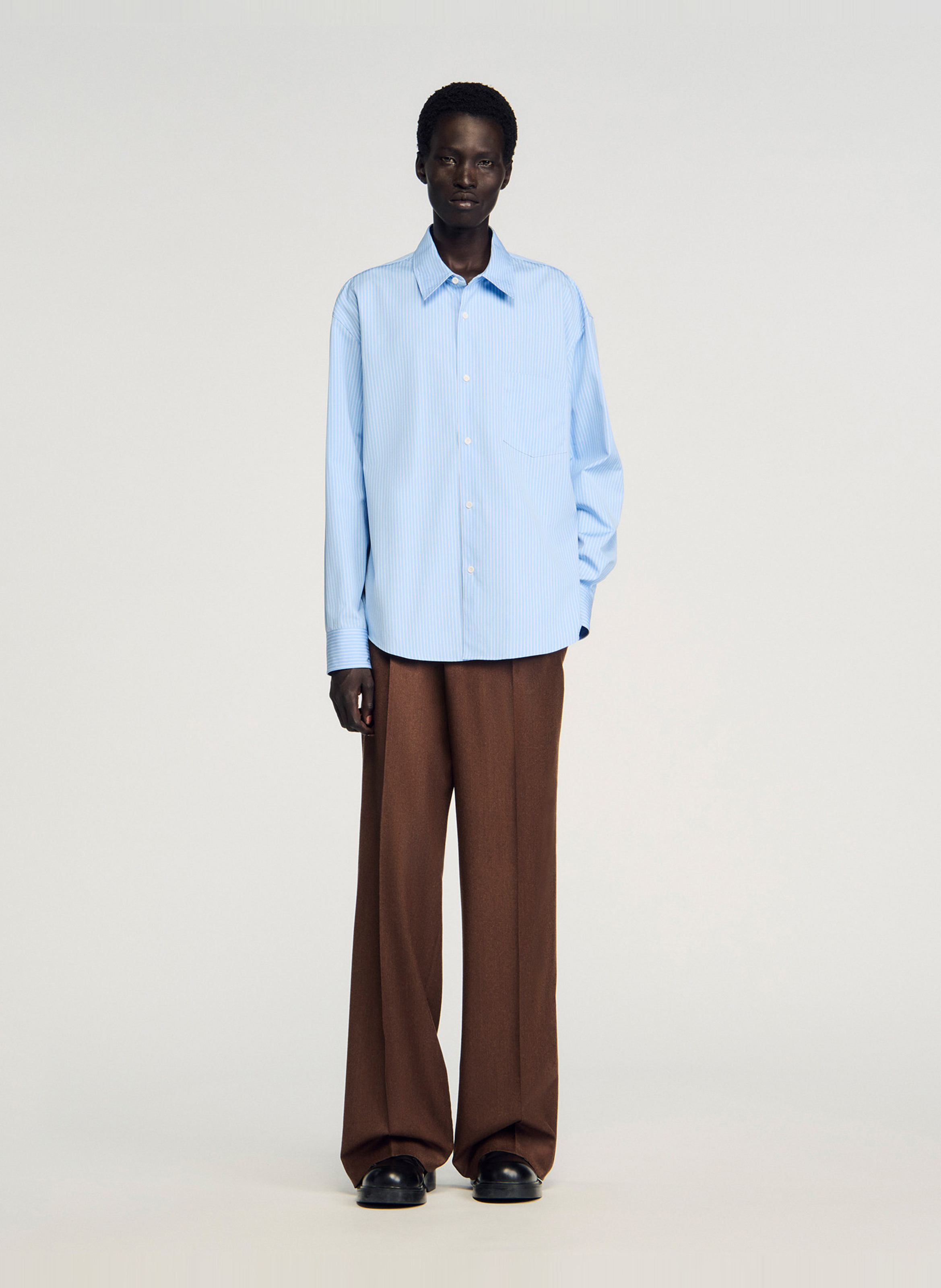 Classic Oversized Striped Shirt SANDRO Blue