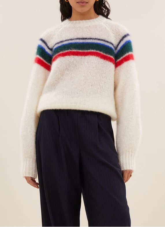 Rechte trui met ronde hals in gemengde mohair Off white By bar