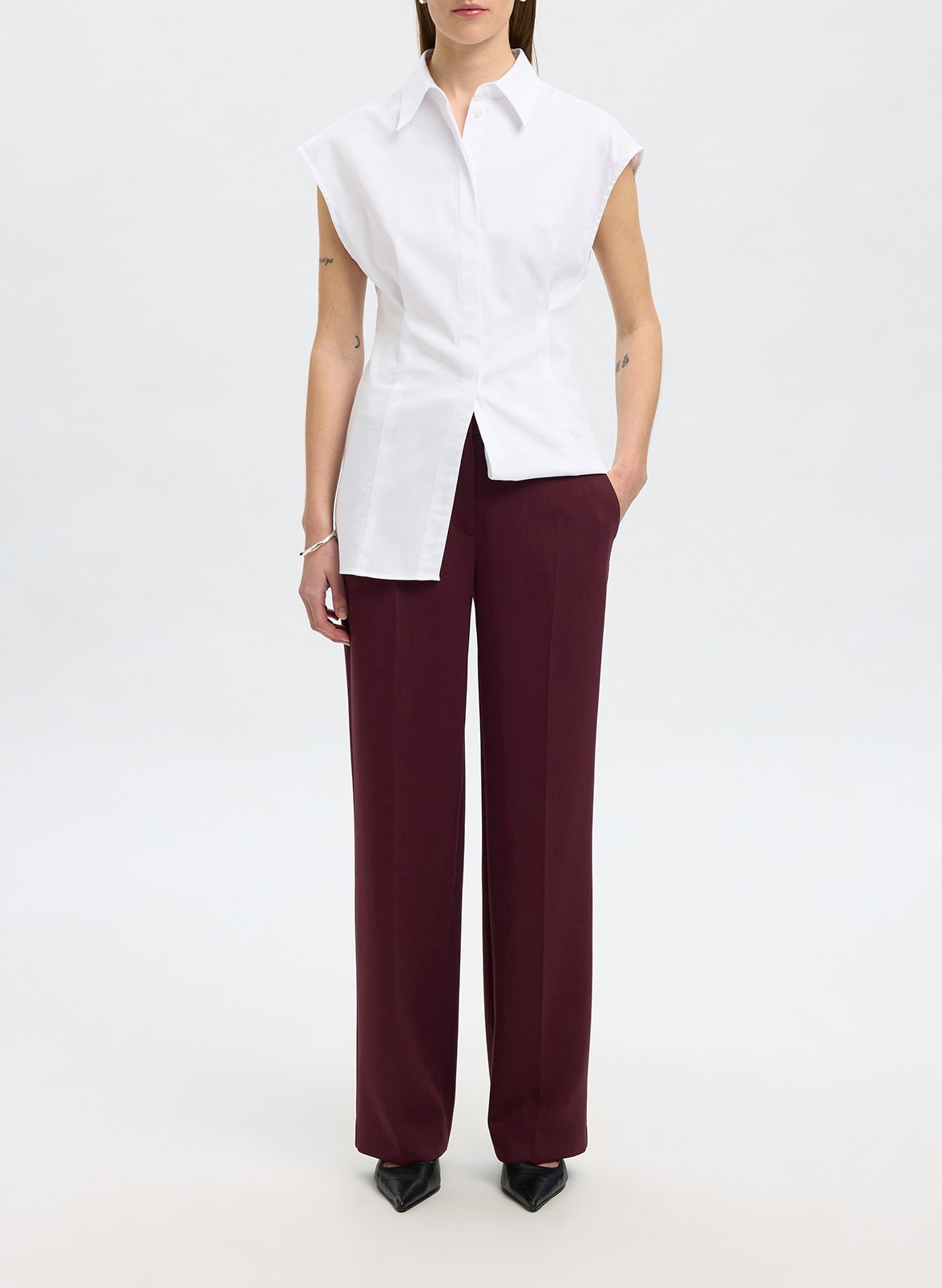 Pantalon droit SELECTED Prune