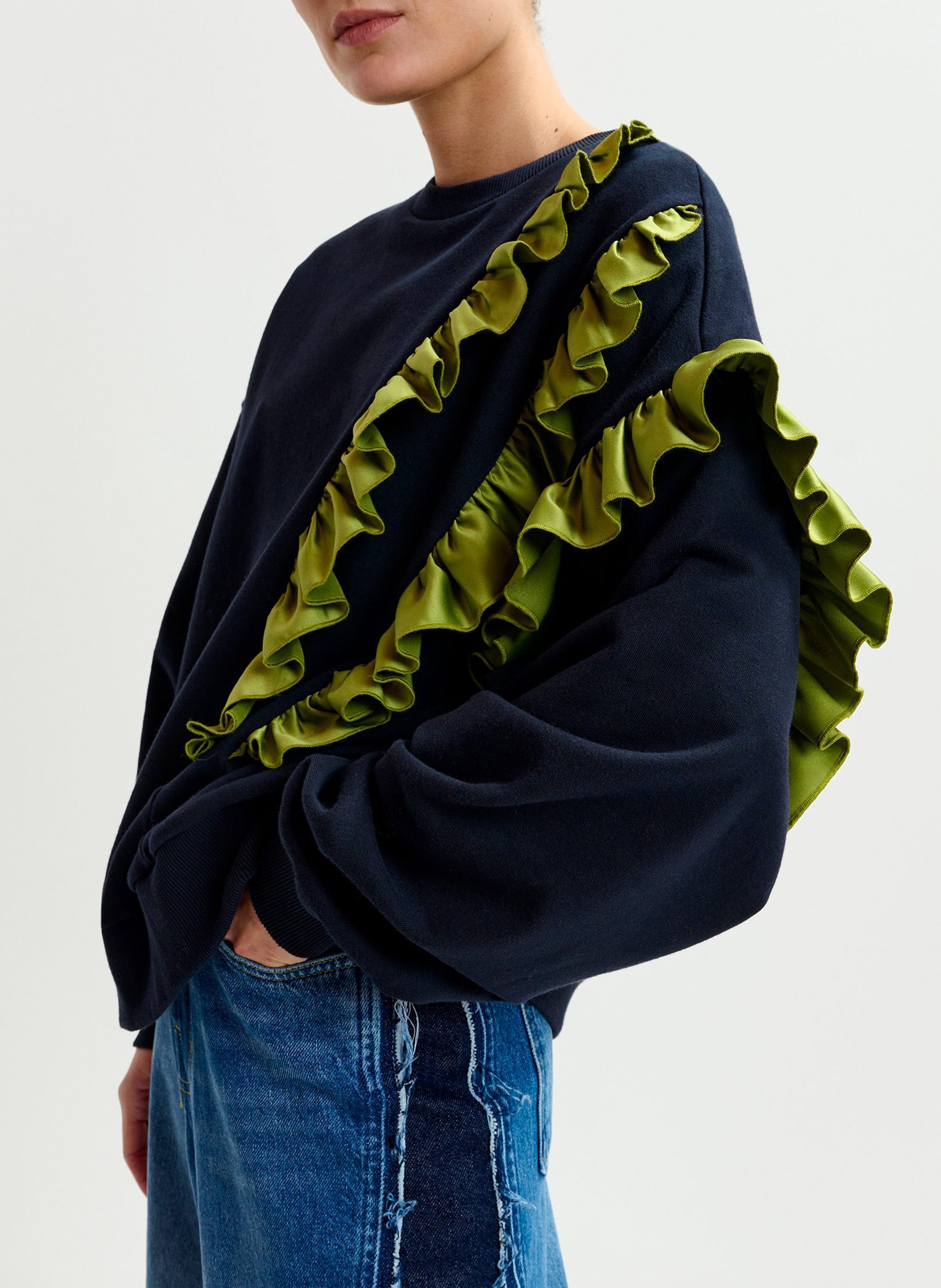 Sweat col rond en coton mélangé ESSENTIEL ANTWERP Bleu