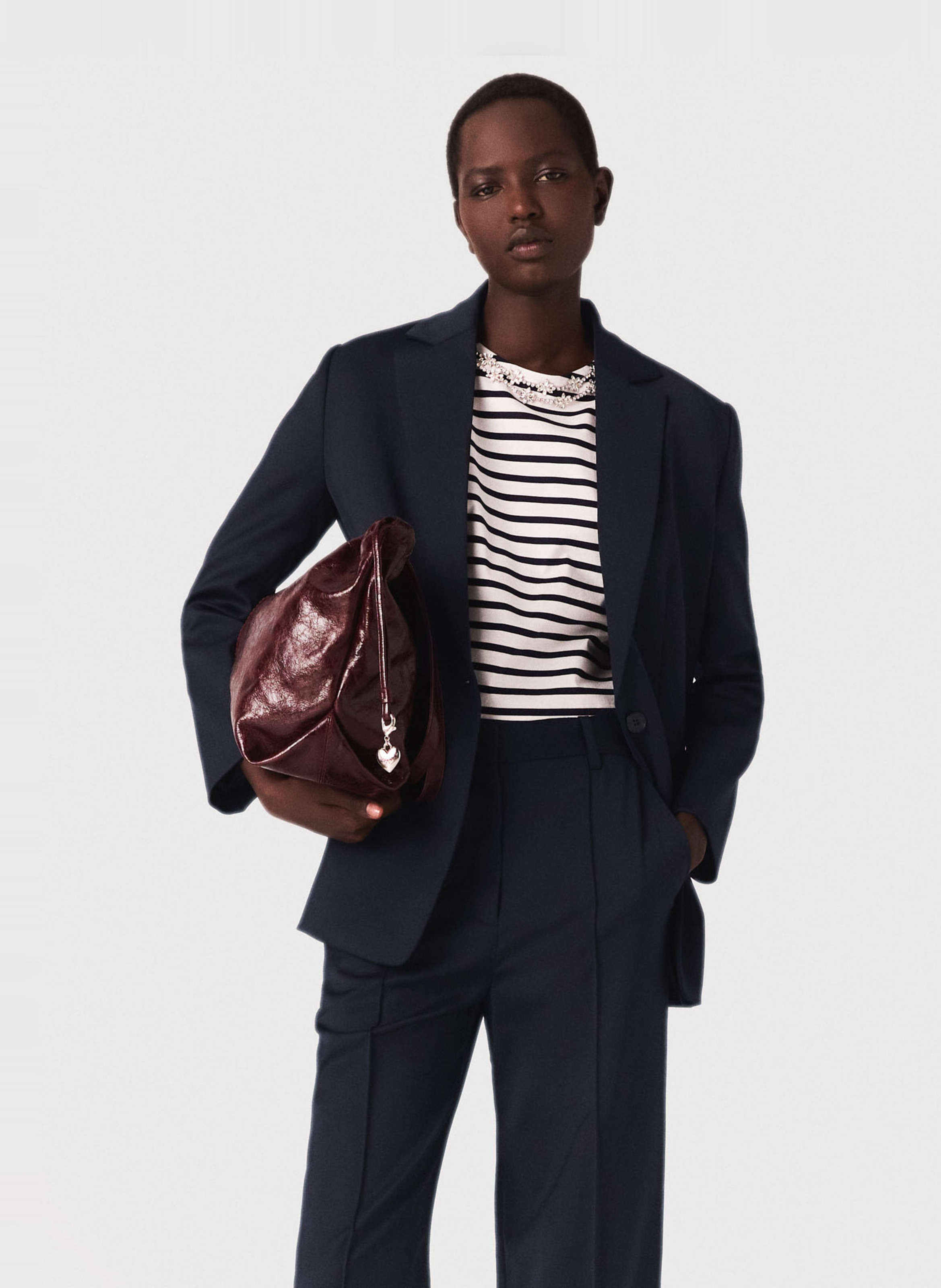 Veste tailleur ceinturée MAJE Bleu