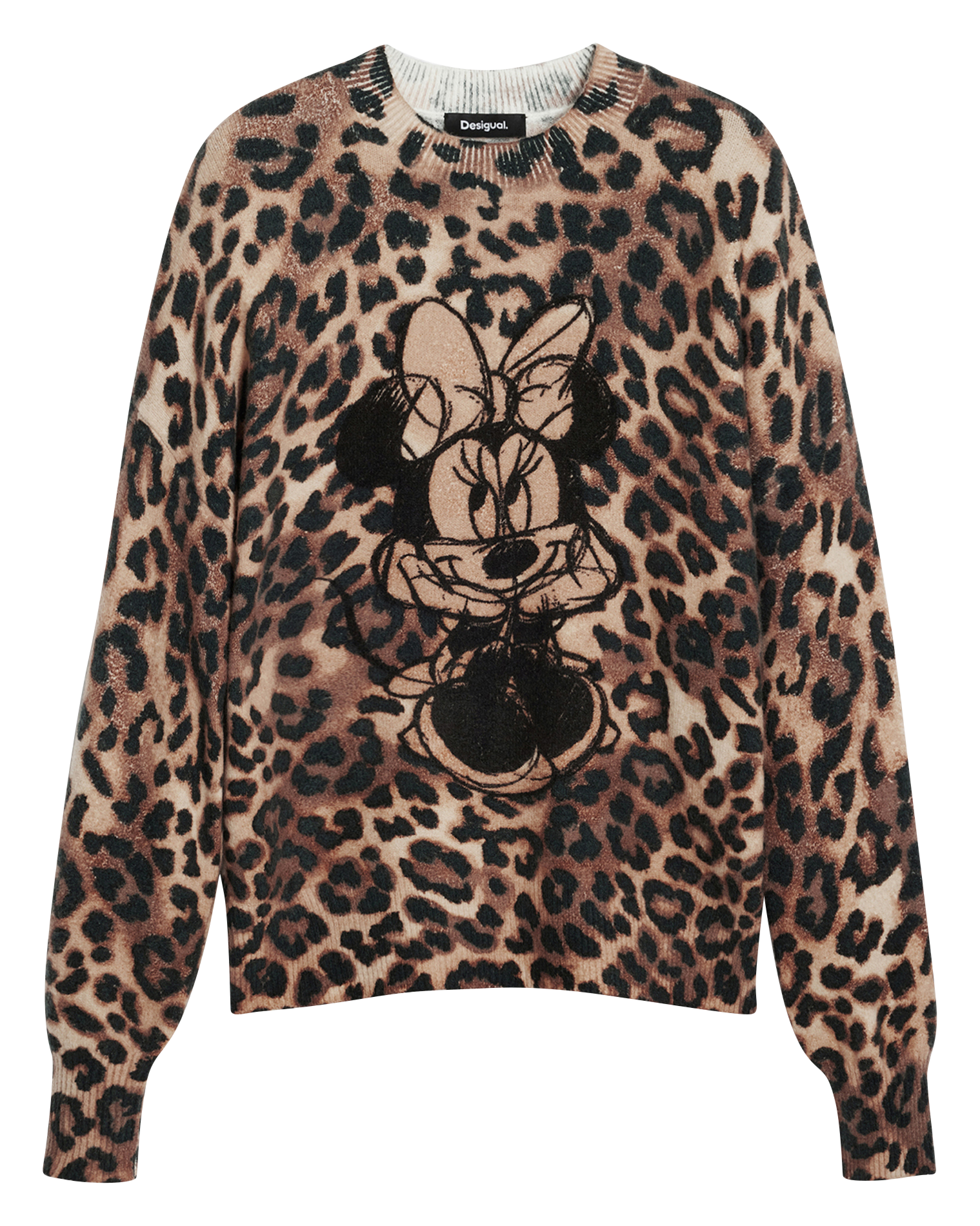 Felpa girocollo leopardata DESIGUAL Marrone