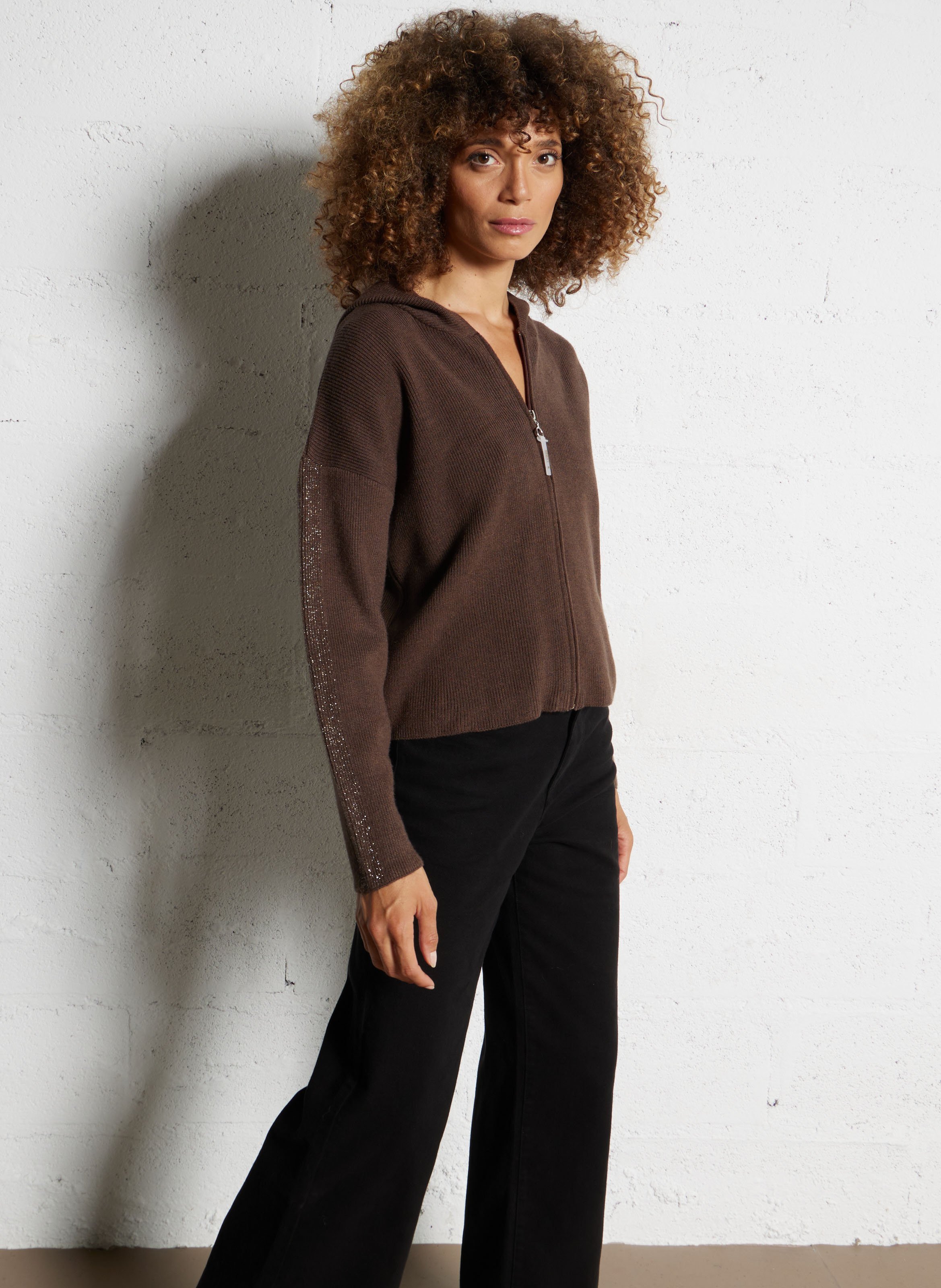 Gilet à capuche ajusté  I CODE Marron