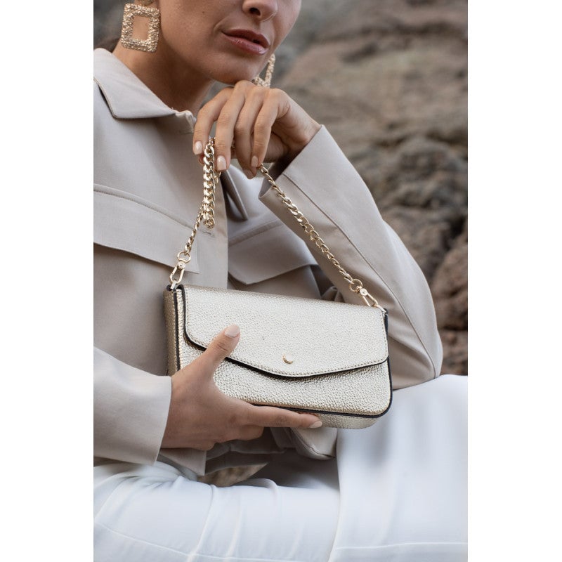 Clutch bag - calfskin POURCHET Golden