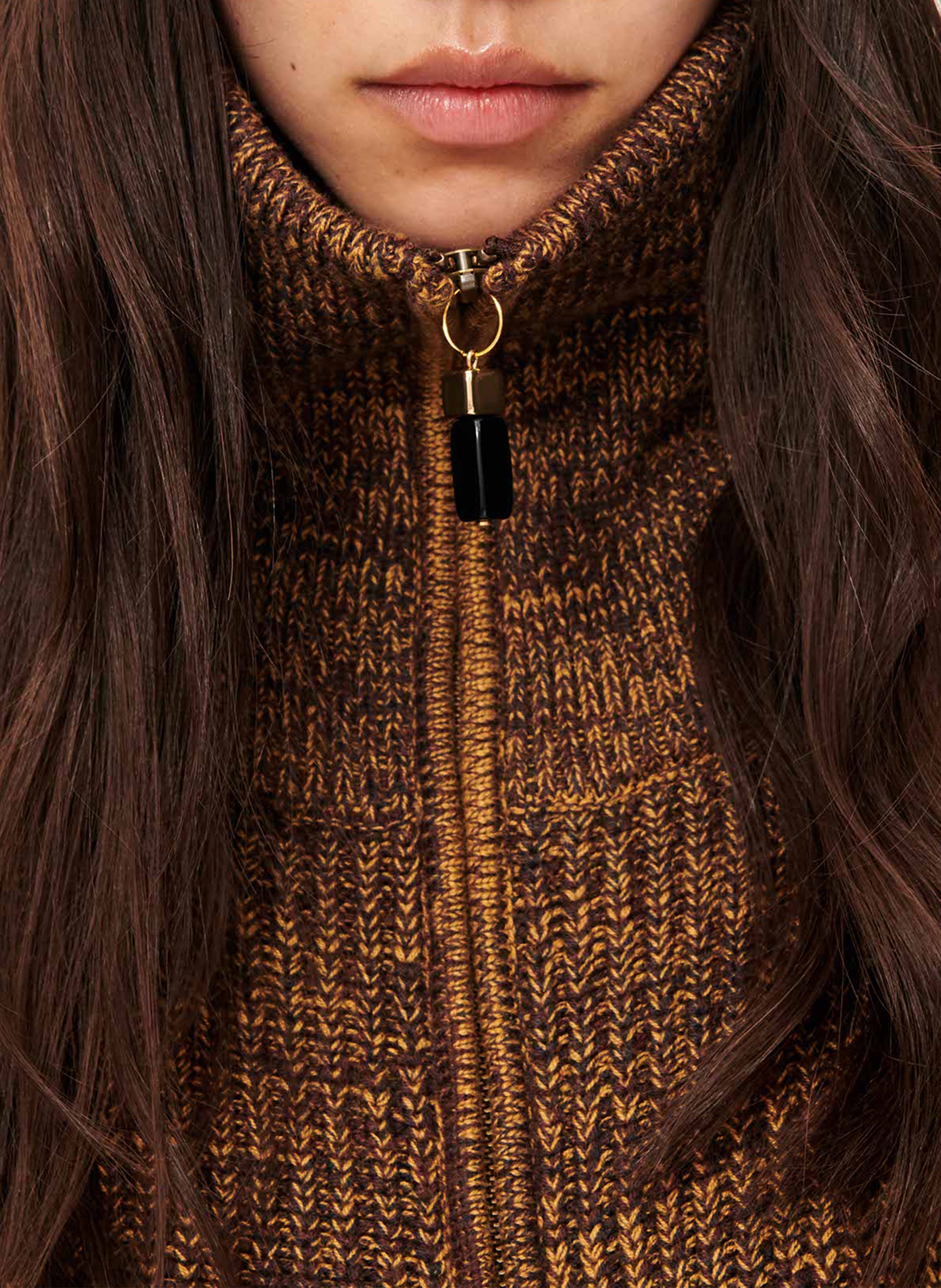 Gilet en maille droit col montant SESSUN Marron