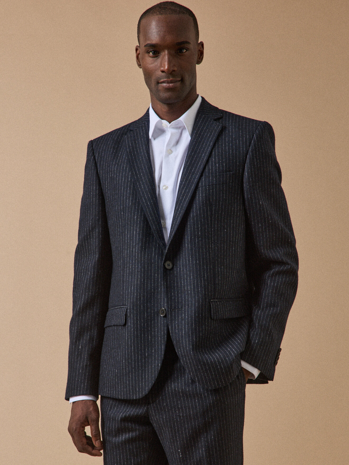 Striped wool suit jacket CYRILLUS Blue