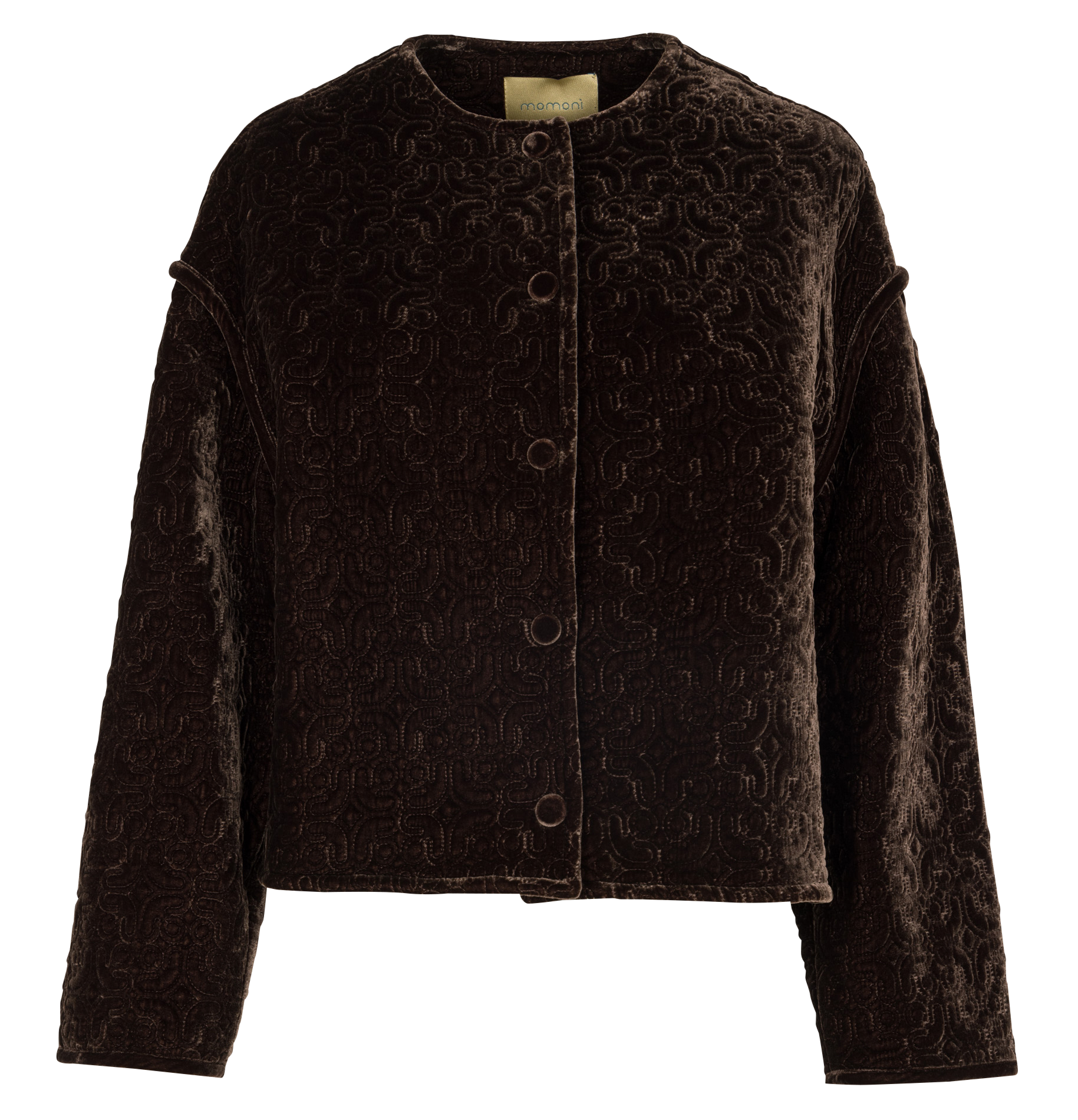 Veste col rond en velours matellasé MOMONI Marron