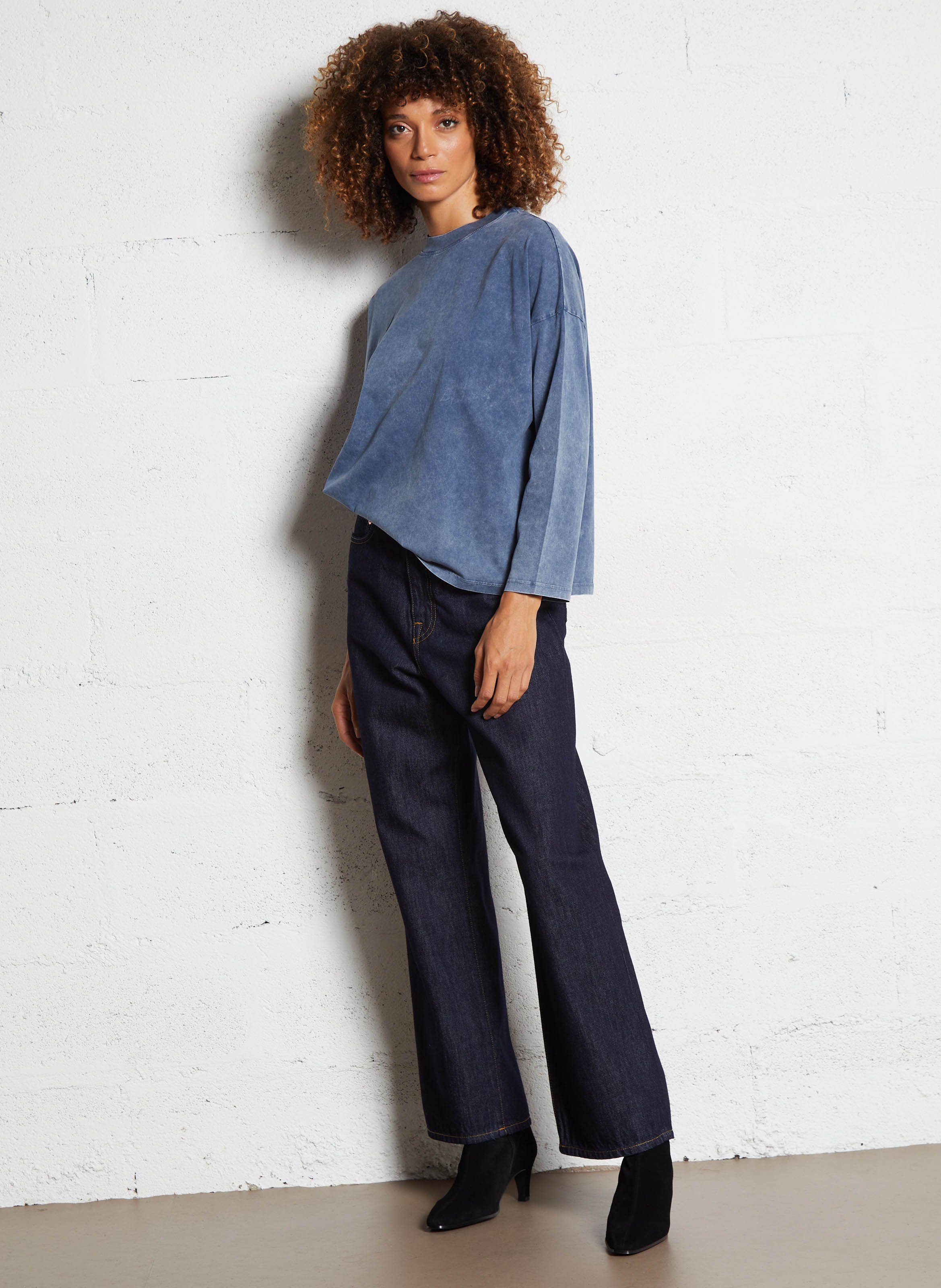 Jean droit taille haute en coton BELLEROSE Bleu