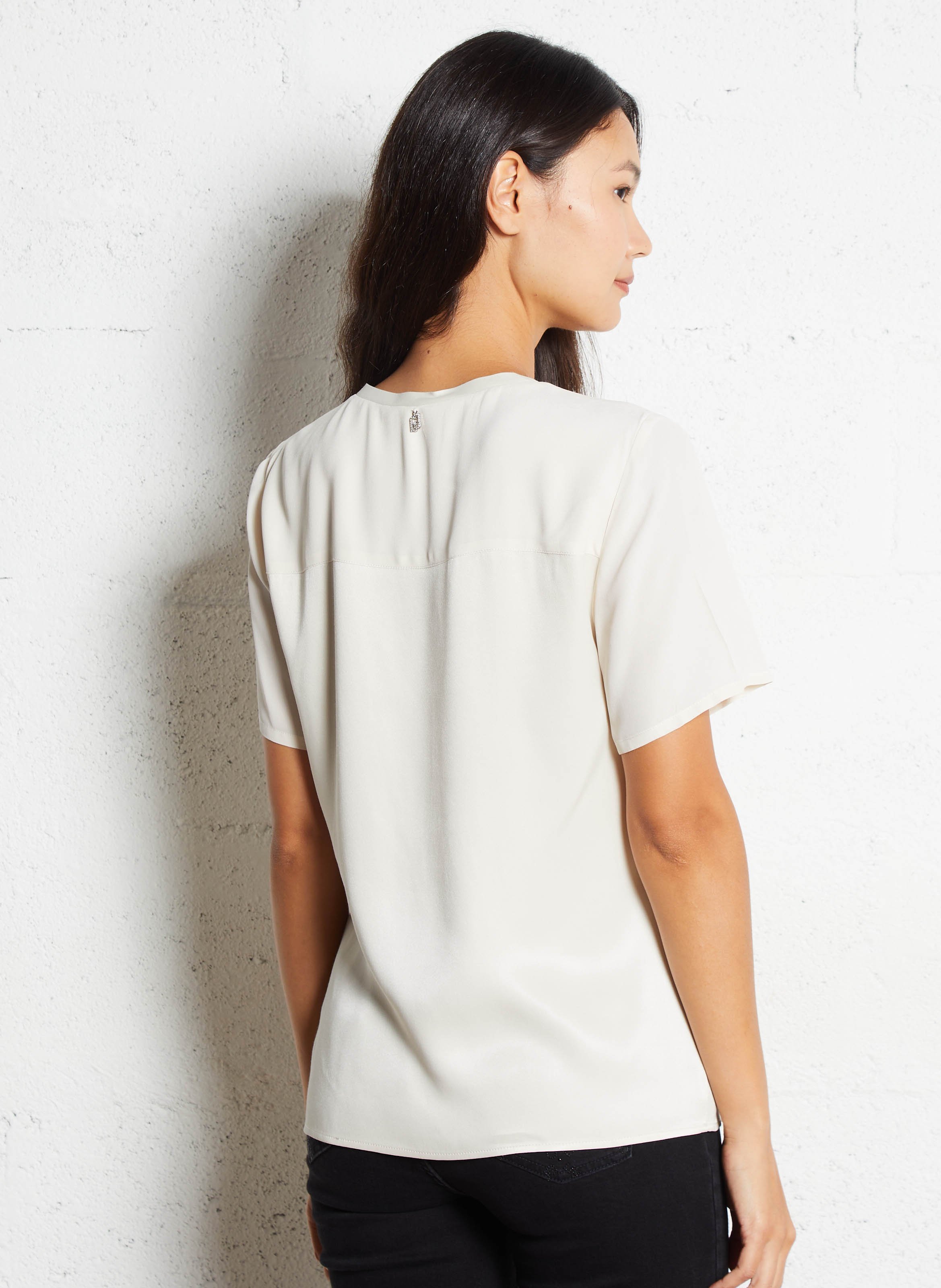Damen T-Shirt mit kurzen Ärmeln in einfarbigem Fließgewebe LIU JO Beige