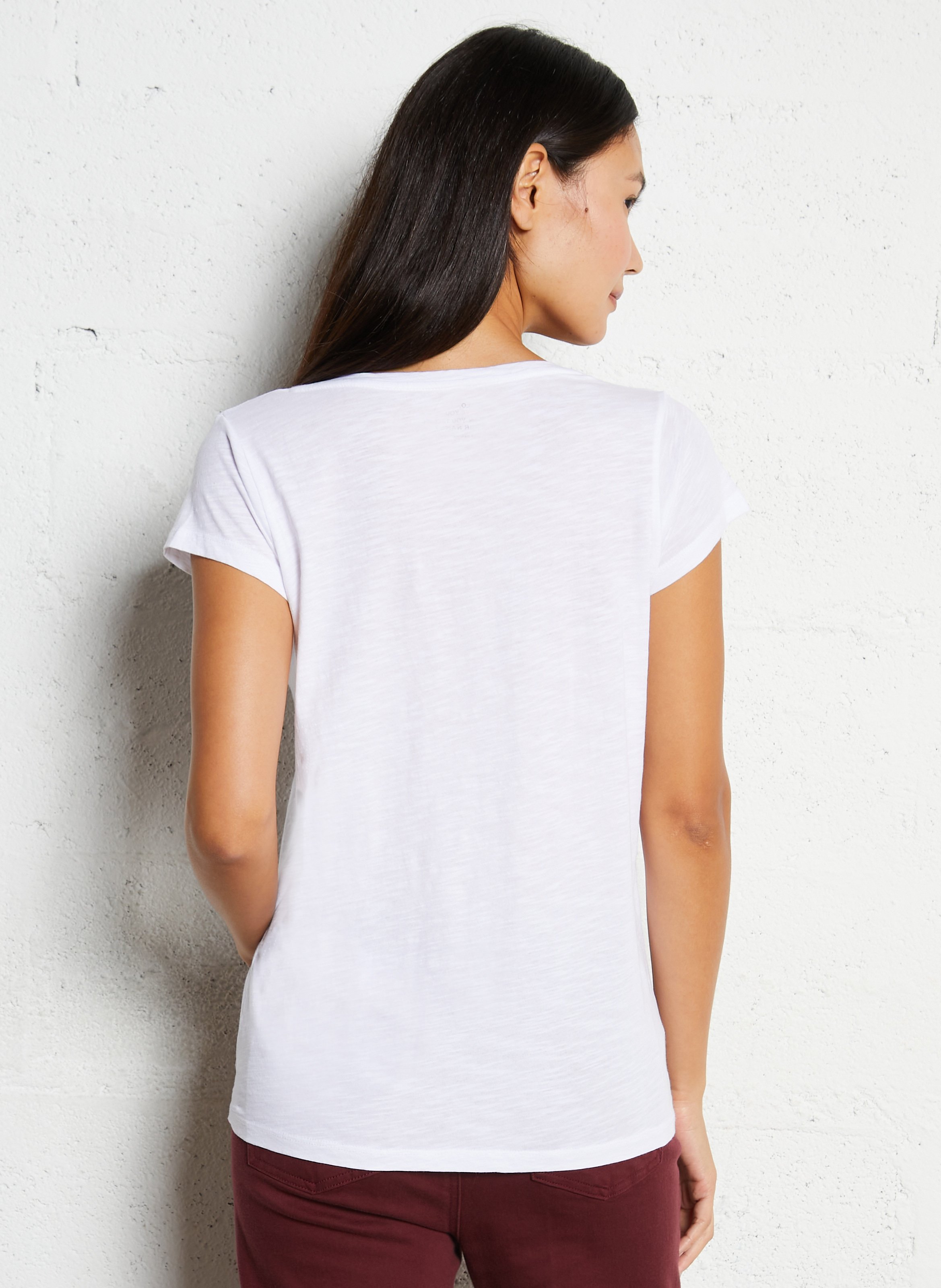 V-neck organic cotton T-shirt LEON & HARPER White