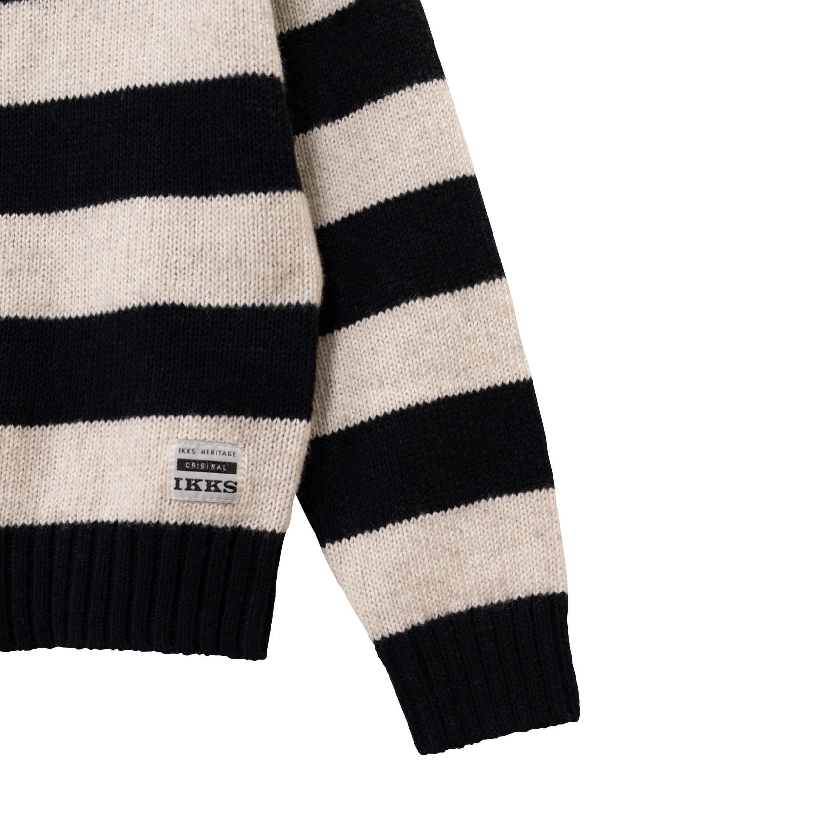 Straight fit trucker collar striped cotton blend sweater IKKS JUNIOR Black