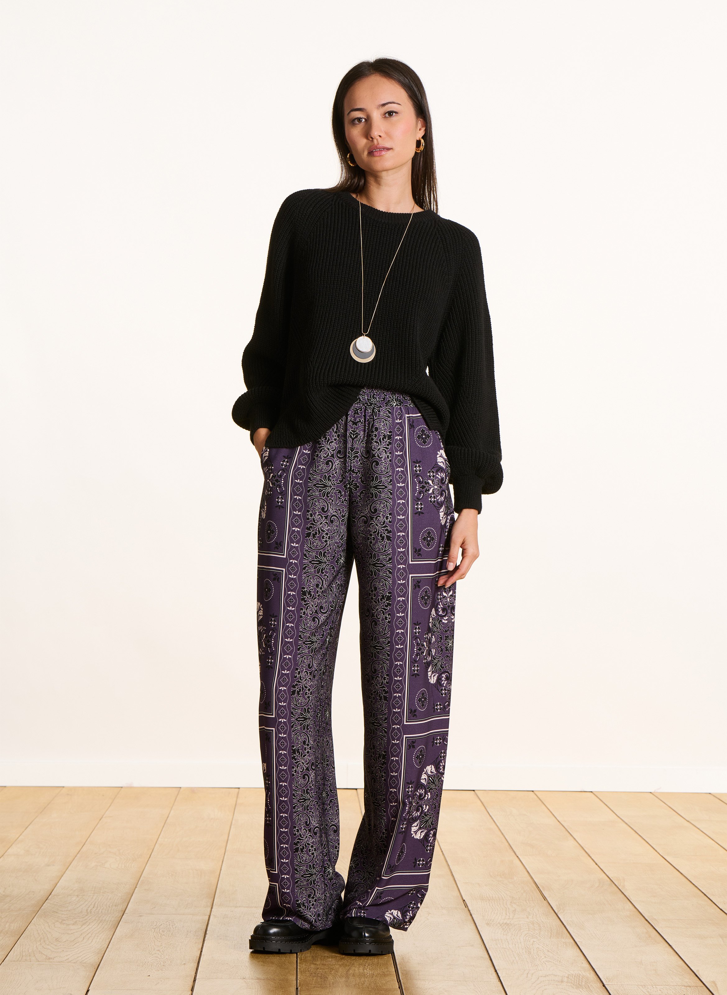 Pantalon large imprimé LA FEE MARABOUTEE Violet