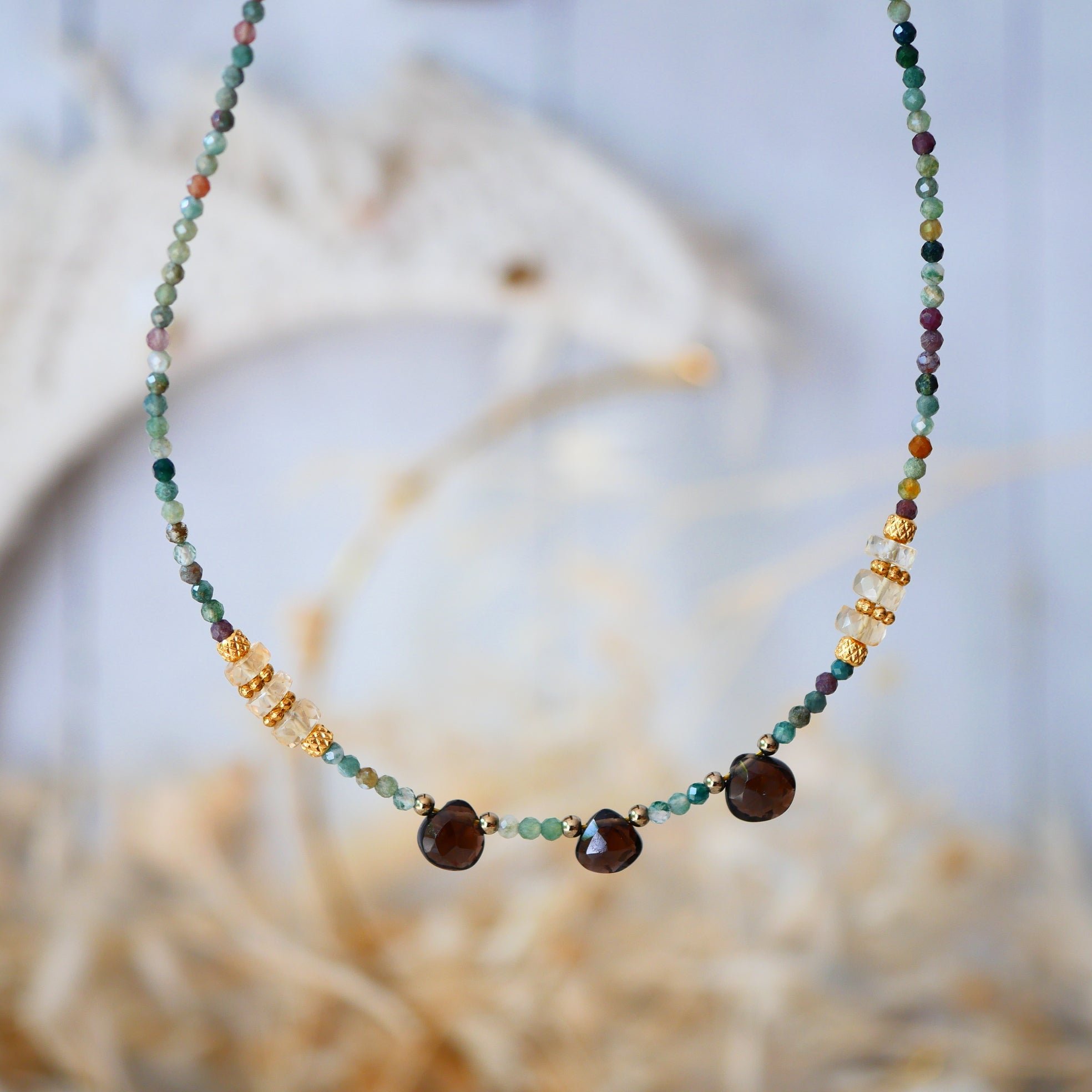 Indian agate necklace GINANDGER Green