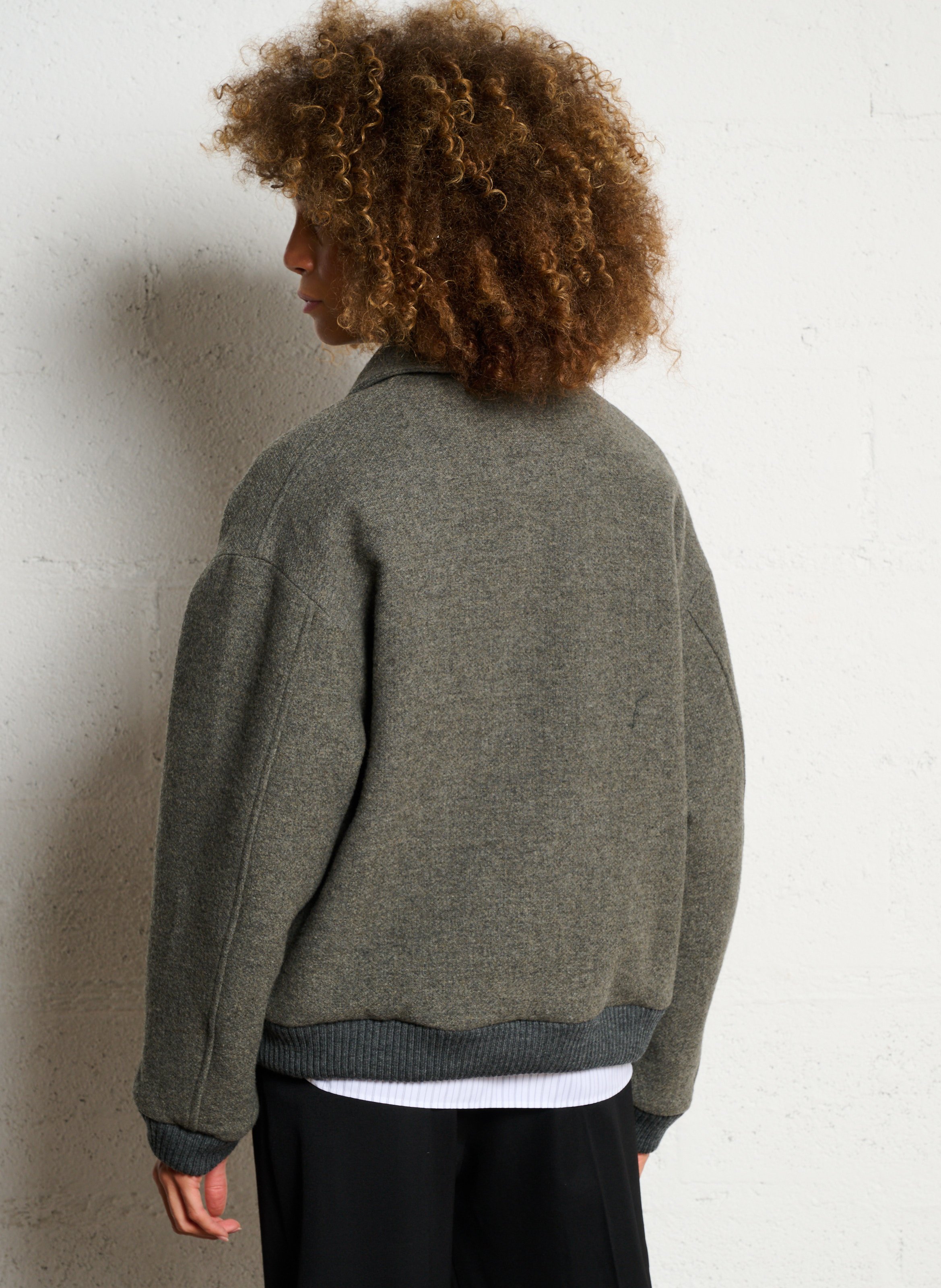 Veste boutonnée unie en laine mélangée MASSCOB Vert