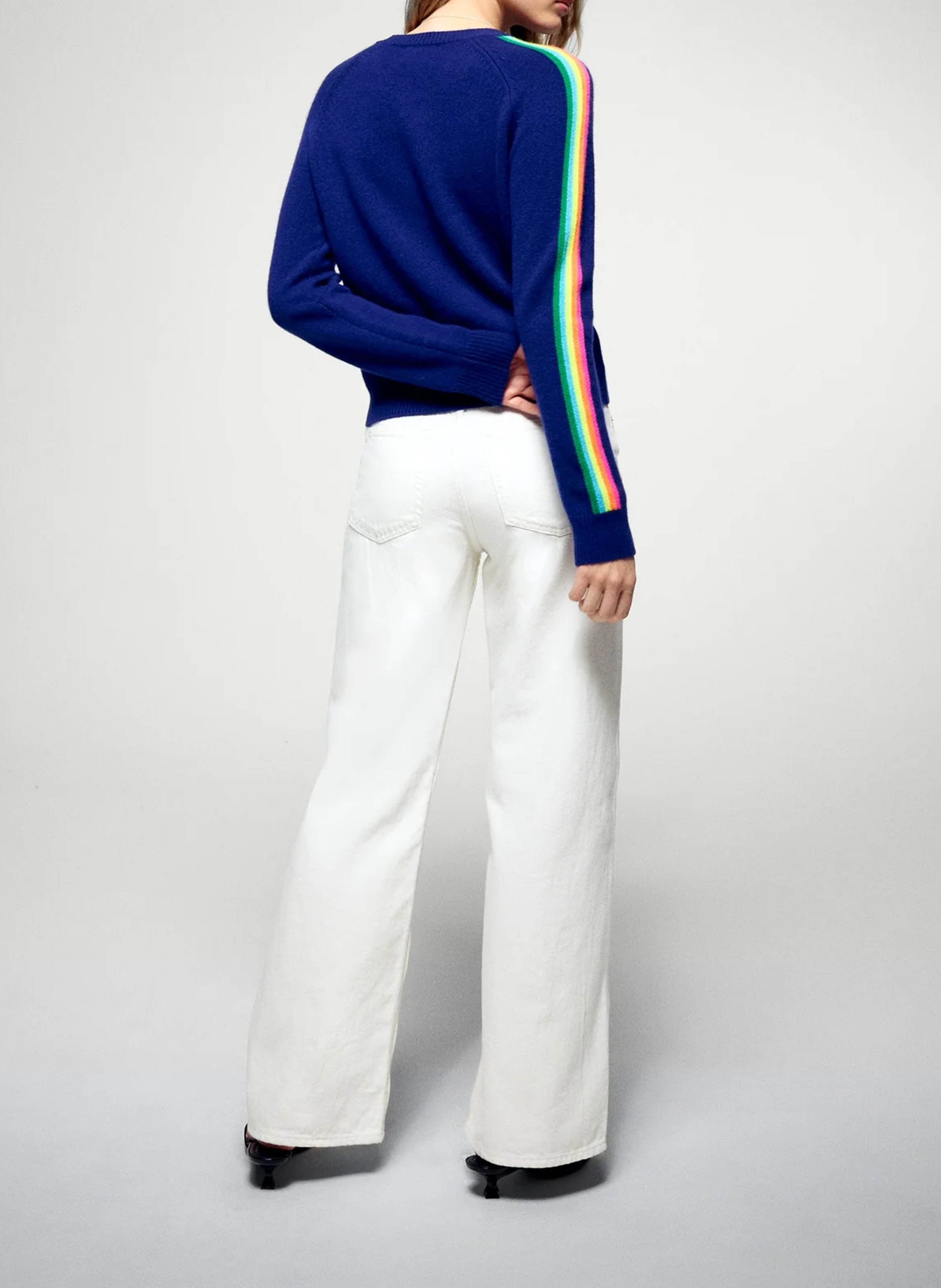 Pull oversize col rond en cachemire FROM FUTURE Bleu