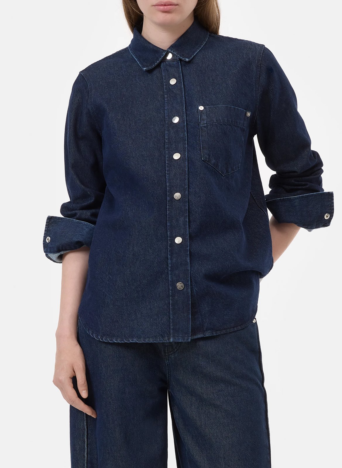 Jean droit col classique en coton bio mélangé CLOSED Bleu