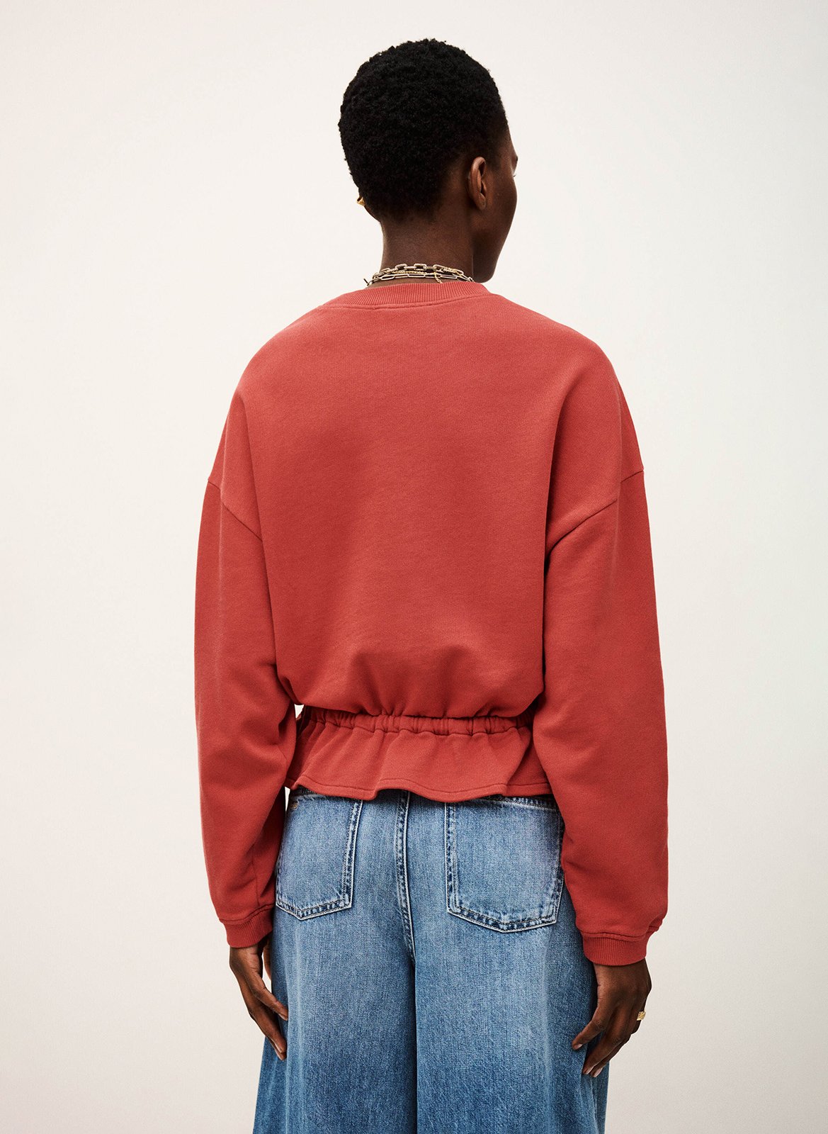 Sweat col rond en coton mélangé BA&SH Rouge