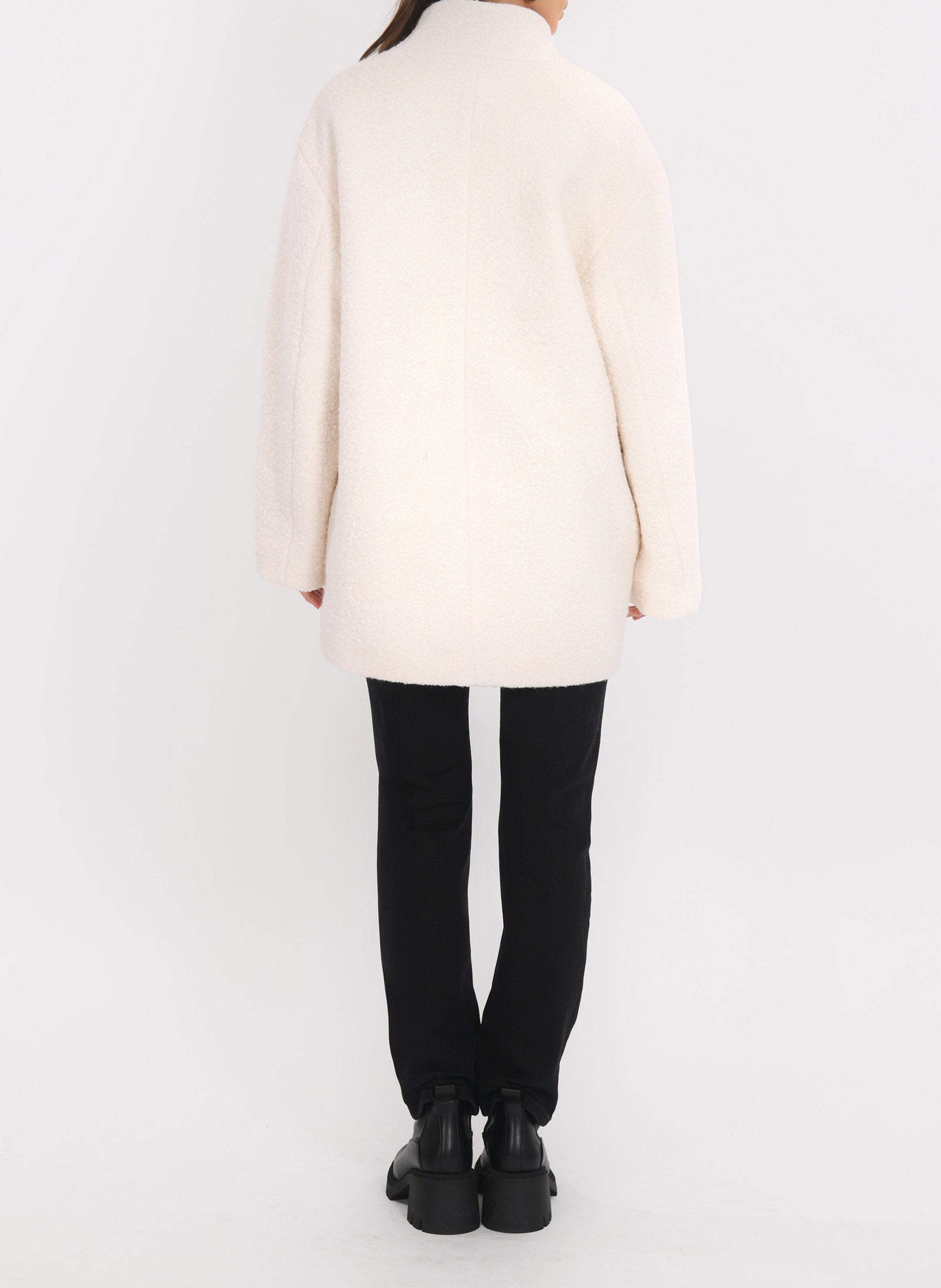 Manteau col v en laine mélangée KOOKAI Beige