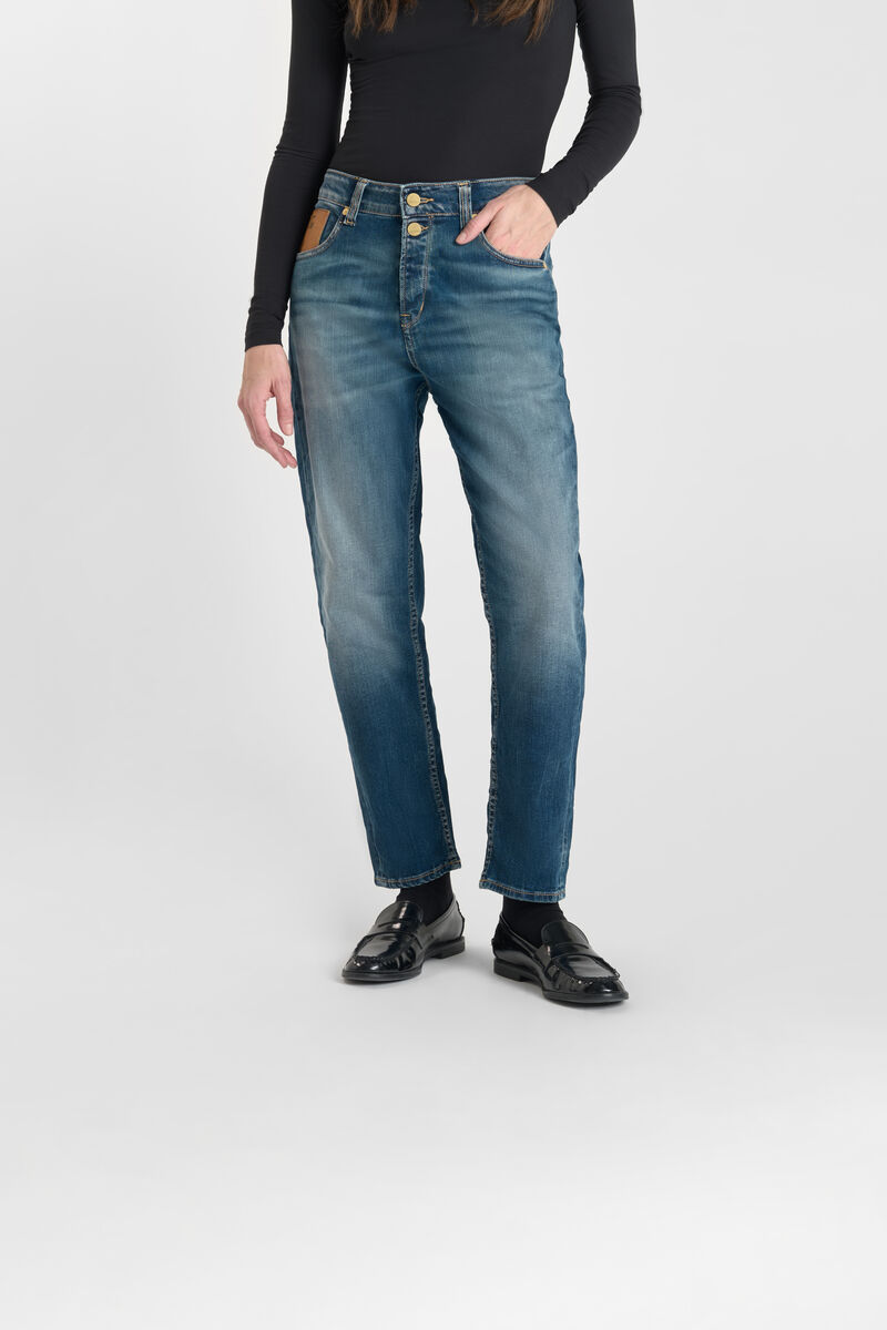 Loose, oversized girlfriend high-waisted jeans, length 34 LE TEMPS DES CERISES Blue